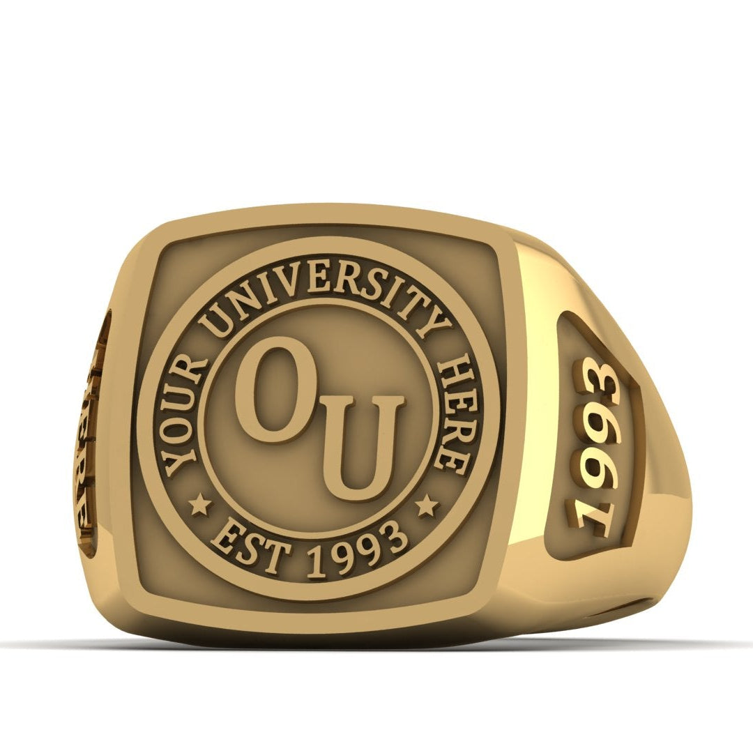 Custom University Ring | Square Graduation Band - Personalized College Jewelry
