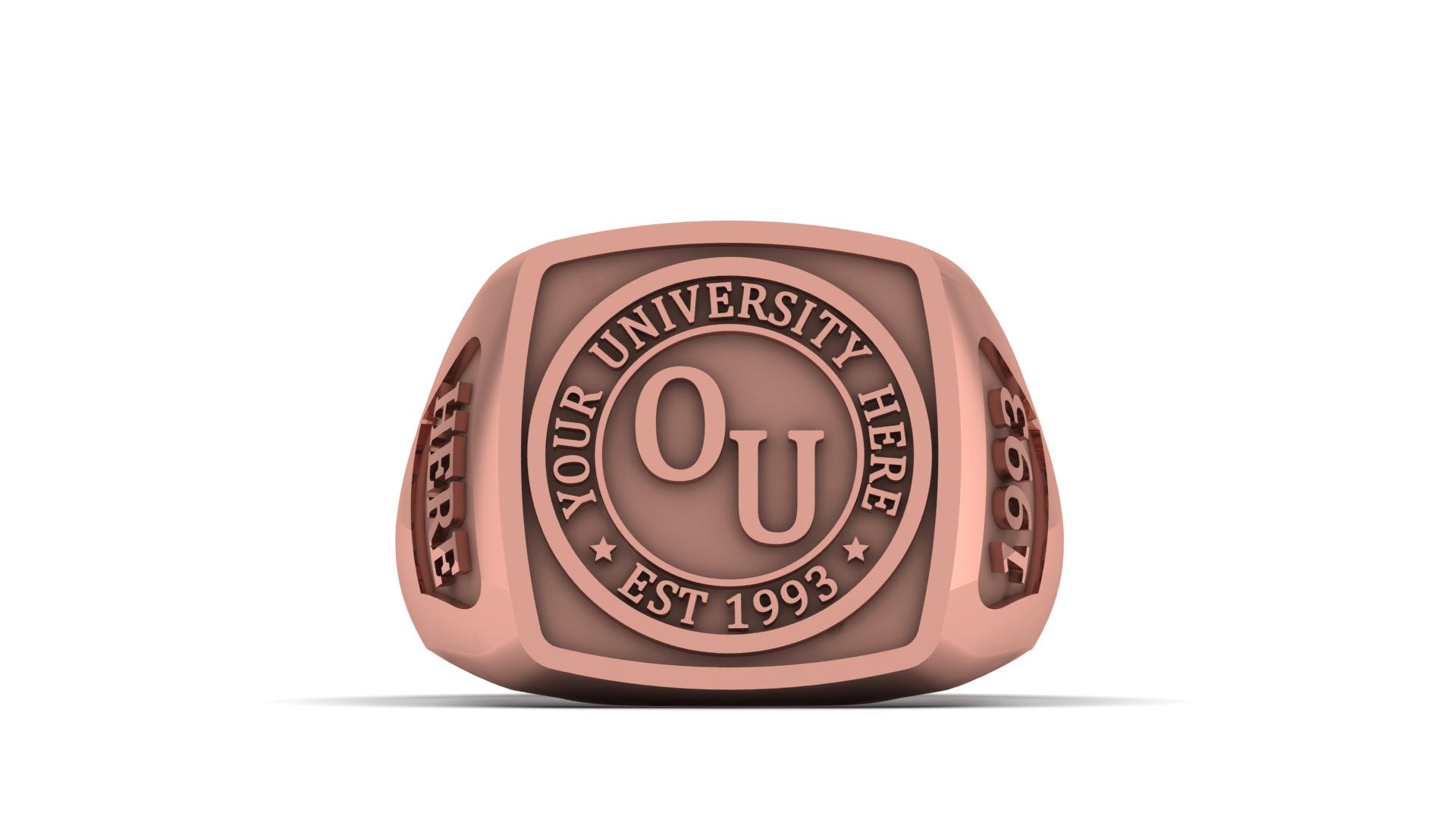Custom University Ring | Square Graduation Band - Personalized College Jewelry