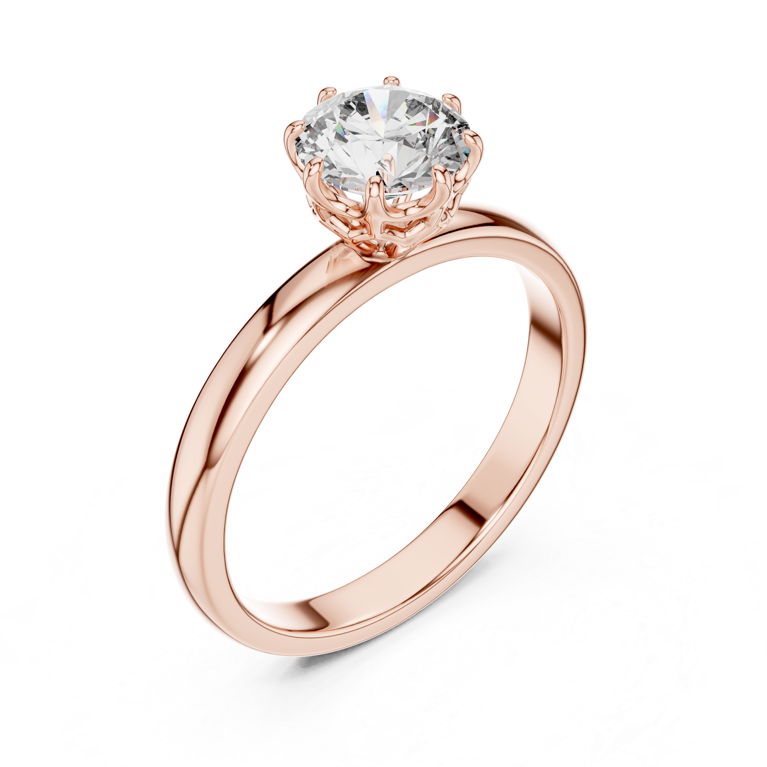 Classic Cathedral Solitaire Engagement Ring with Crown Basket Setting