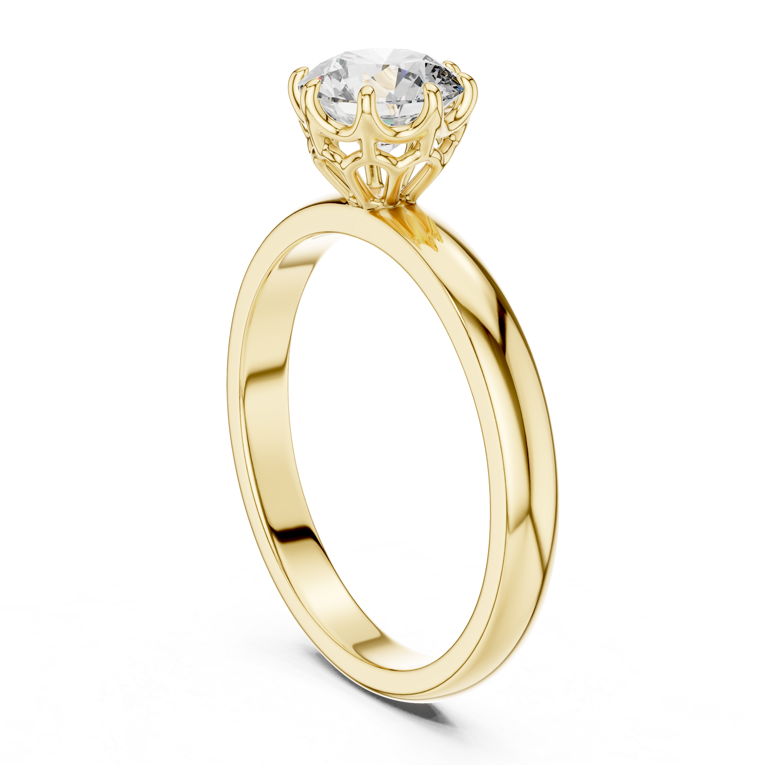 Classic Cathedral Solitaire Engagement Ring with Crown Basket Setting