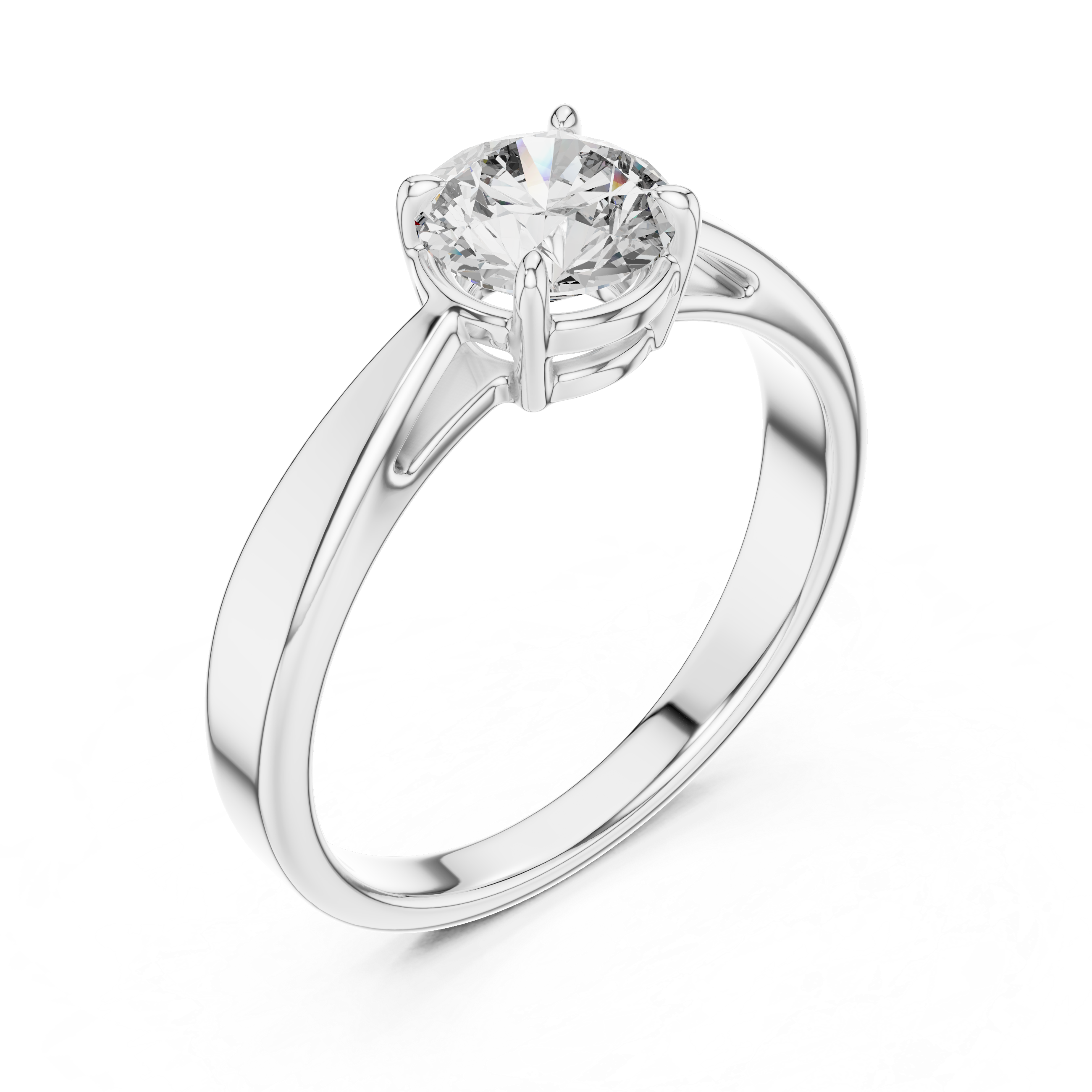 Minimalist Solitaire Engagement Ring with Tapered Split Shoulders