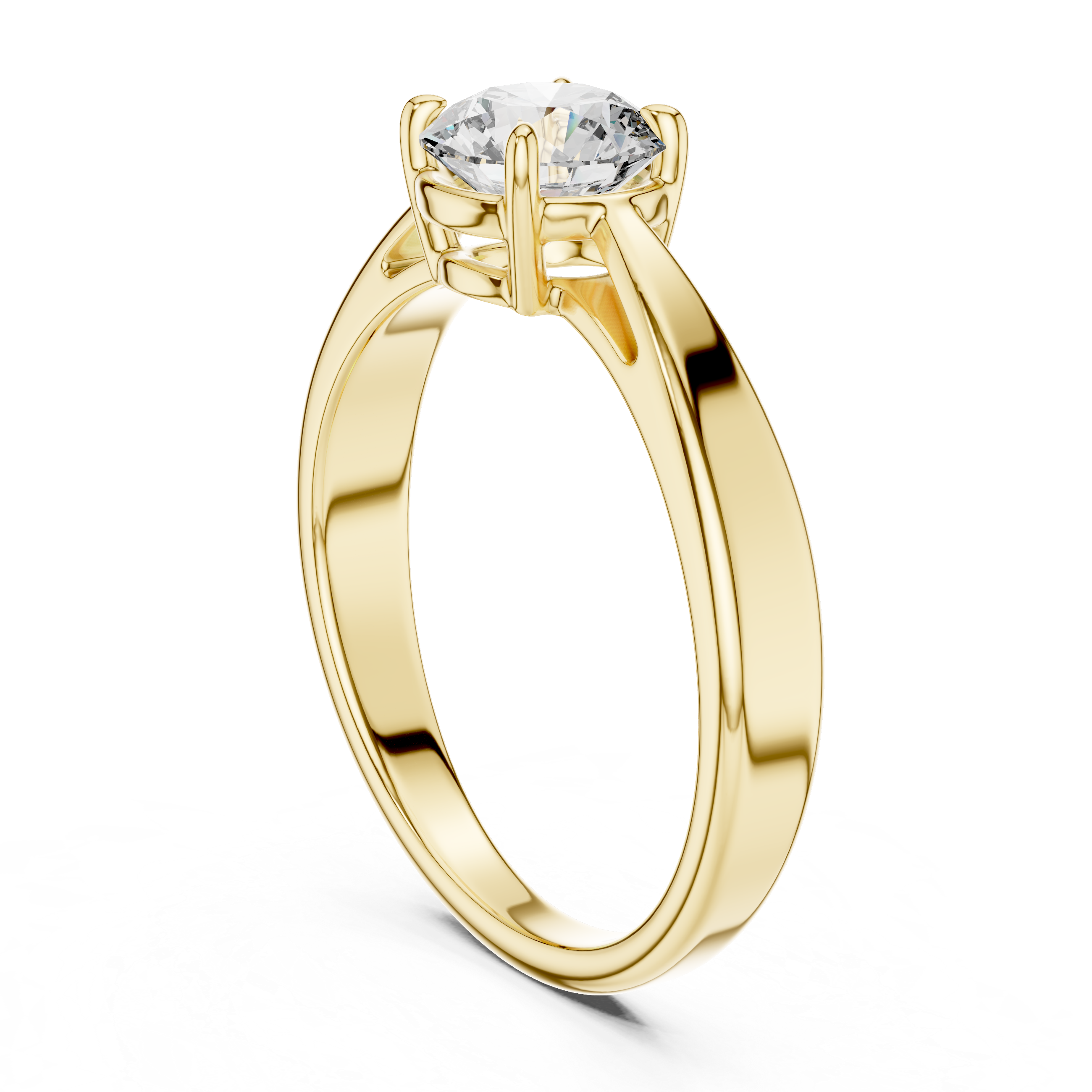 Minimalist Solitaire Engagement Ring with Tapered Split Shoulders