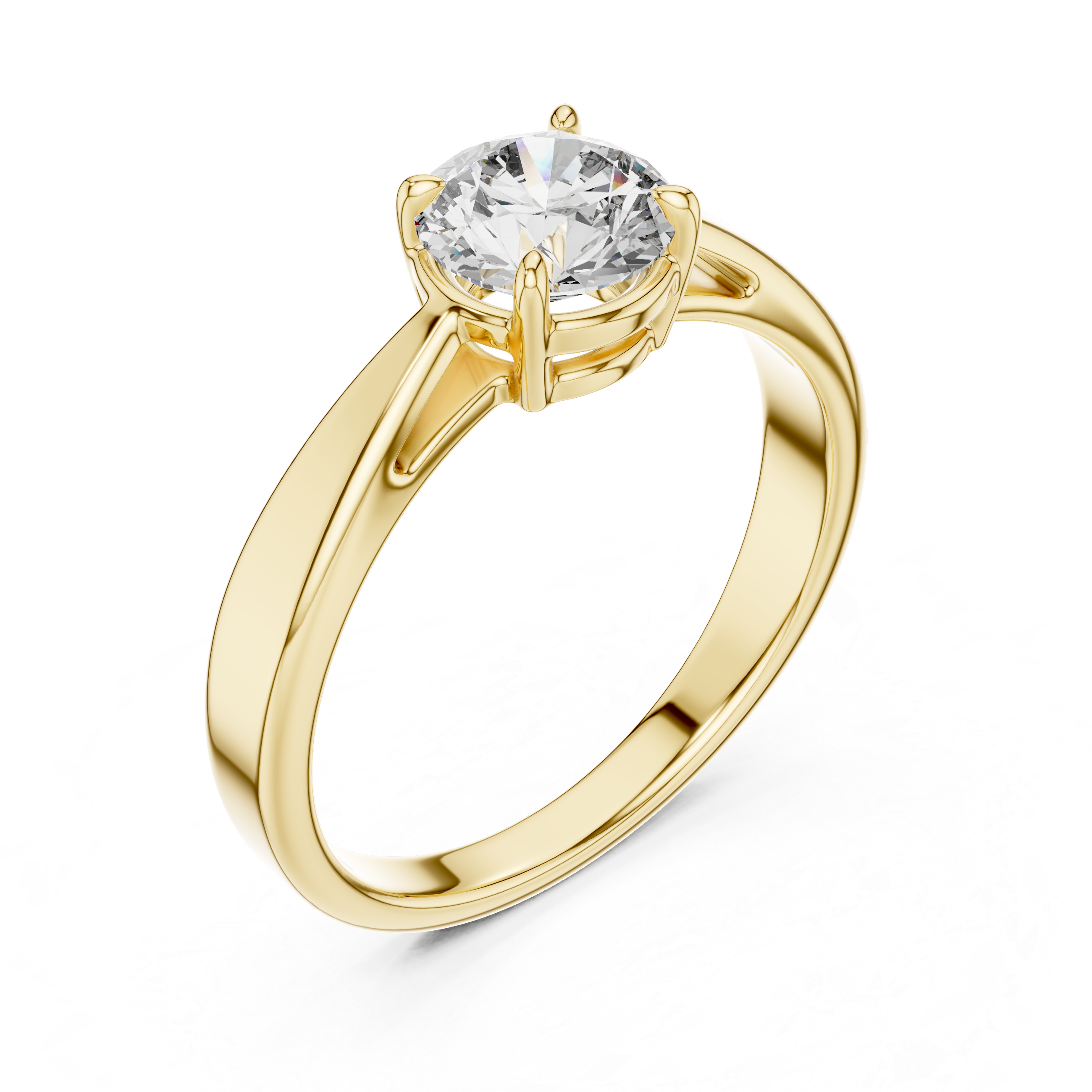 Minimalist Solitaire Engagement Ring with Tapered Split Shoulders