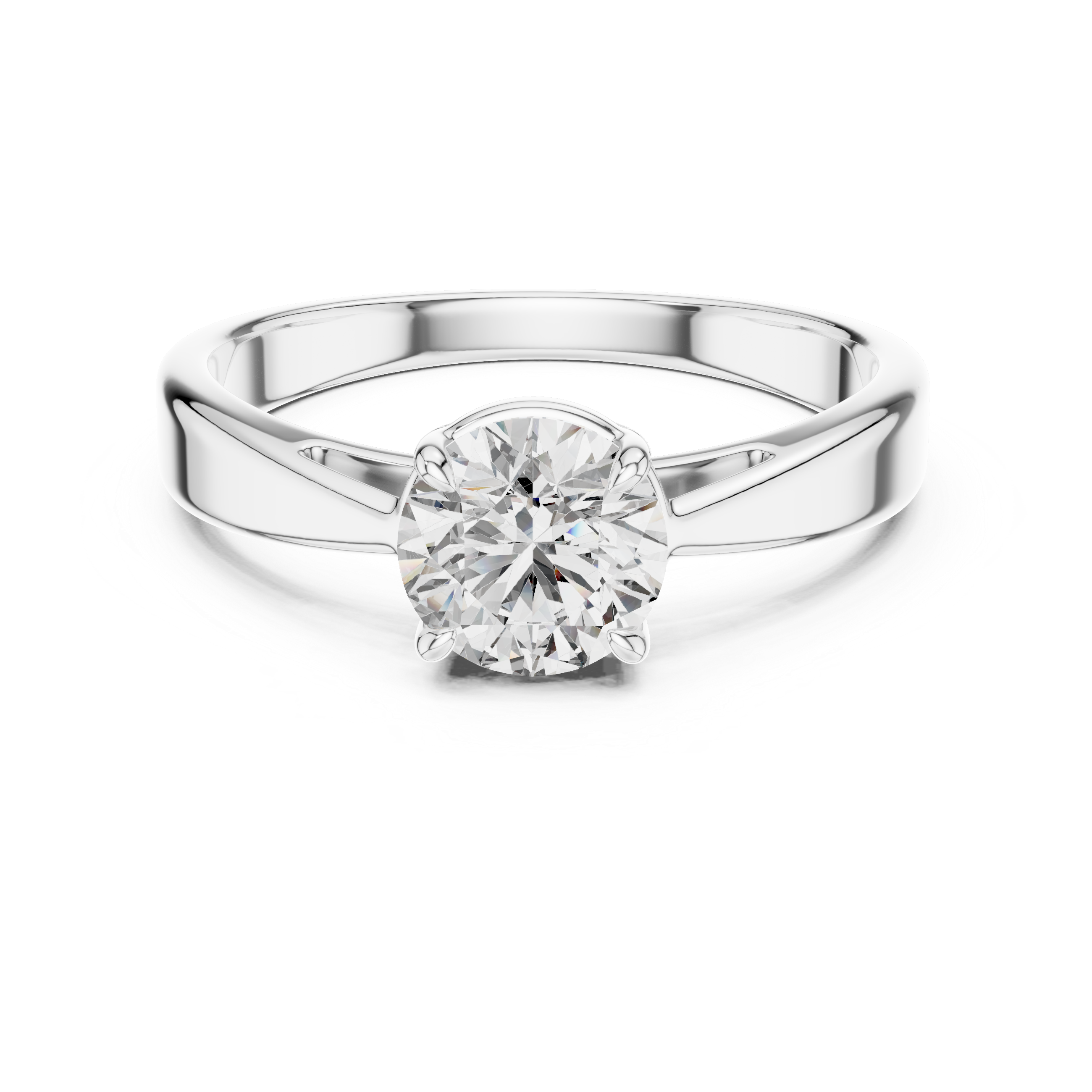 Minimalist Solitaire Engagement Ring with Tapered Split Shoulders