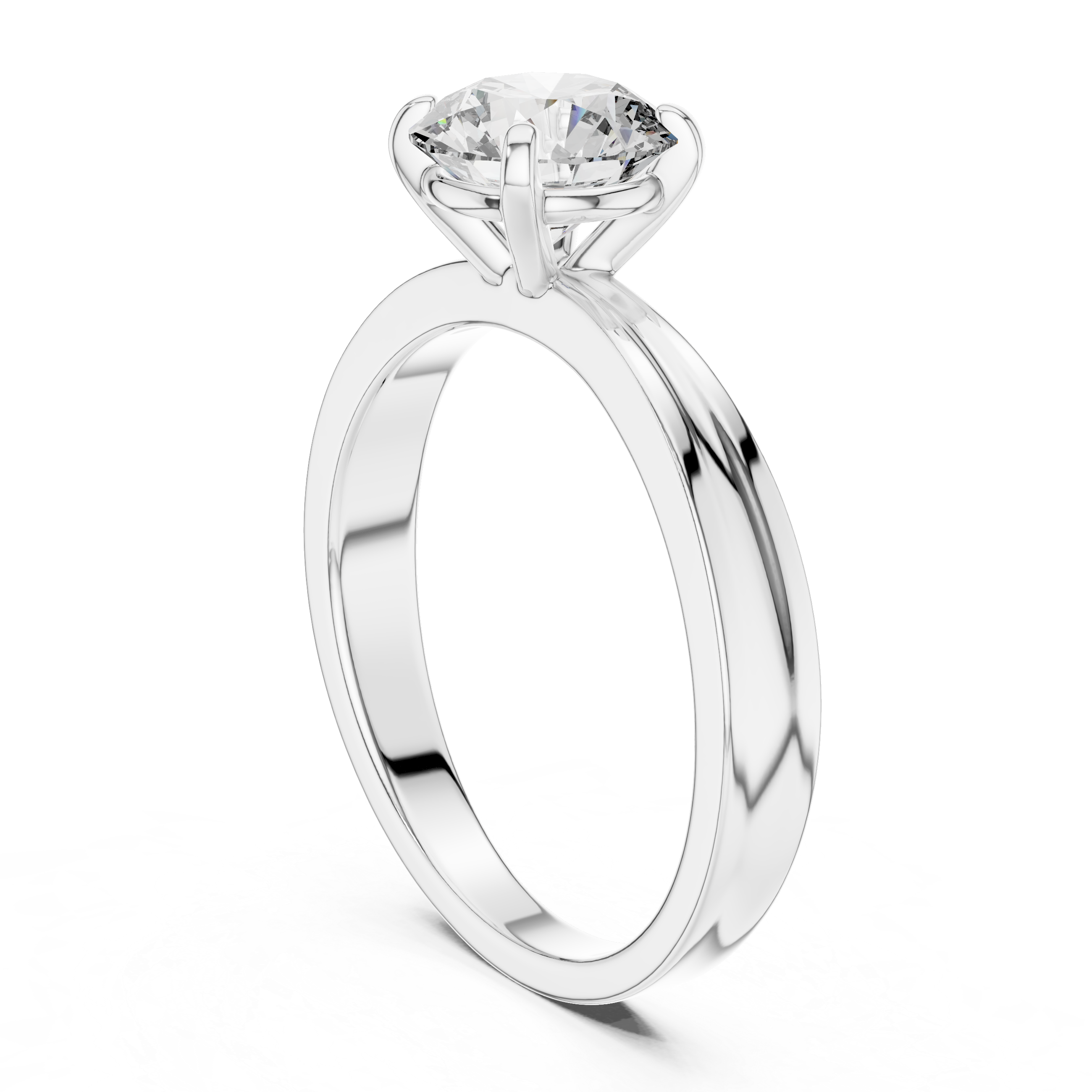 Classic Solitaire Engagement Ring with Split Groove Band