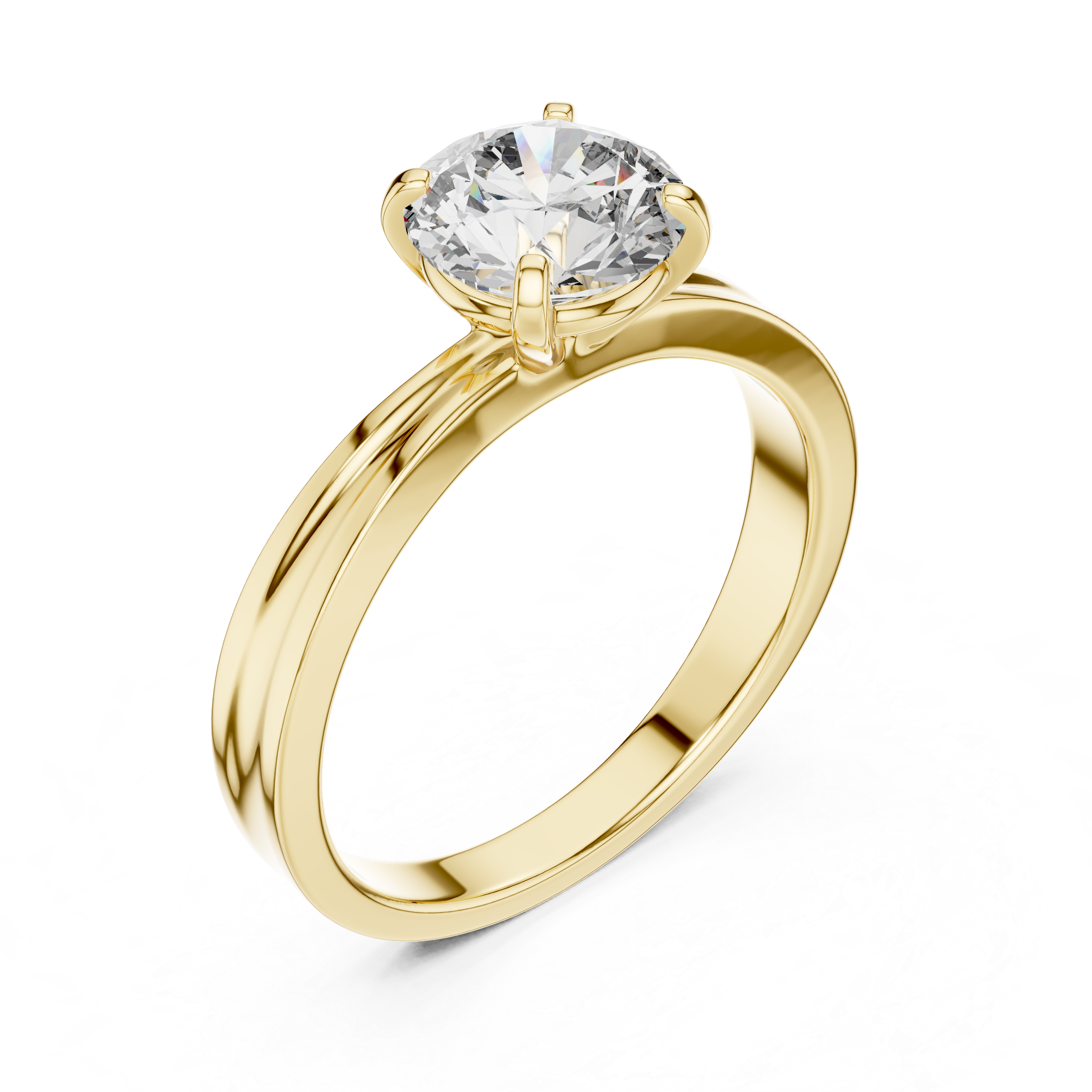 Classic Solitaire Engagement Ring with Split Groove Band