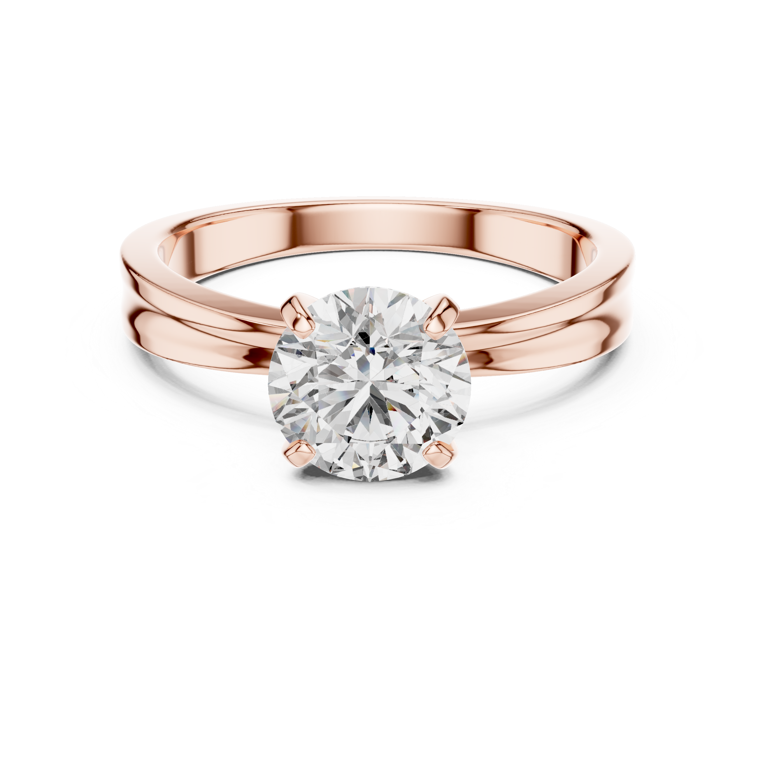 Classic Solitaire Engagement Ring with Split Groove Band