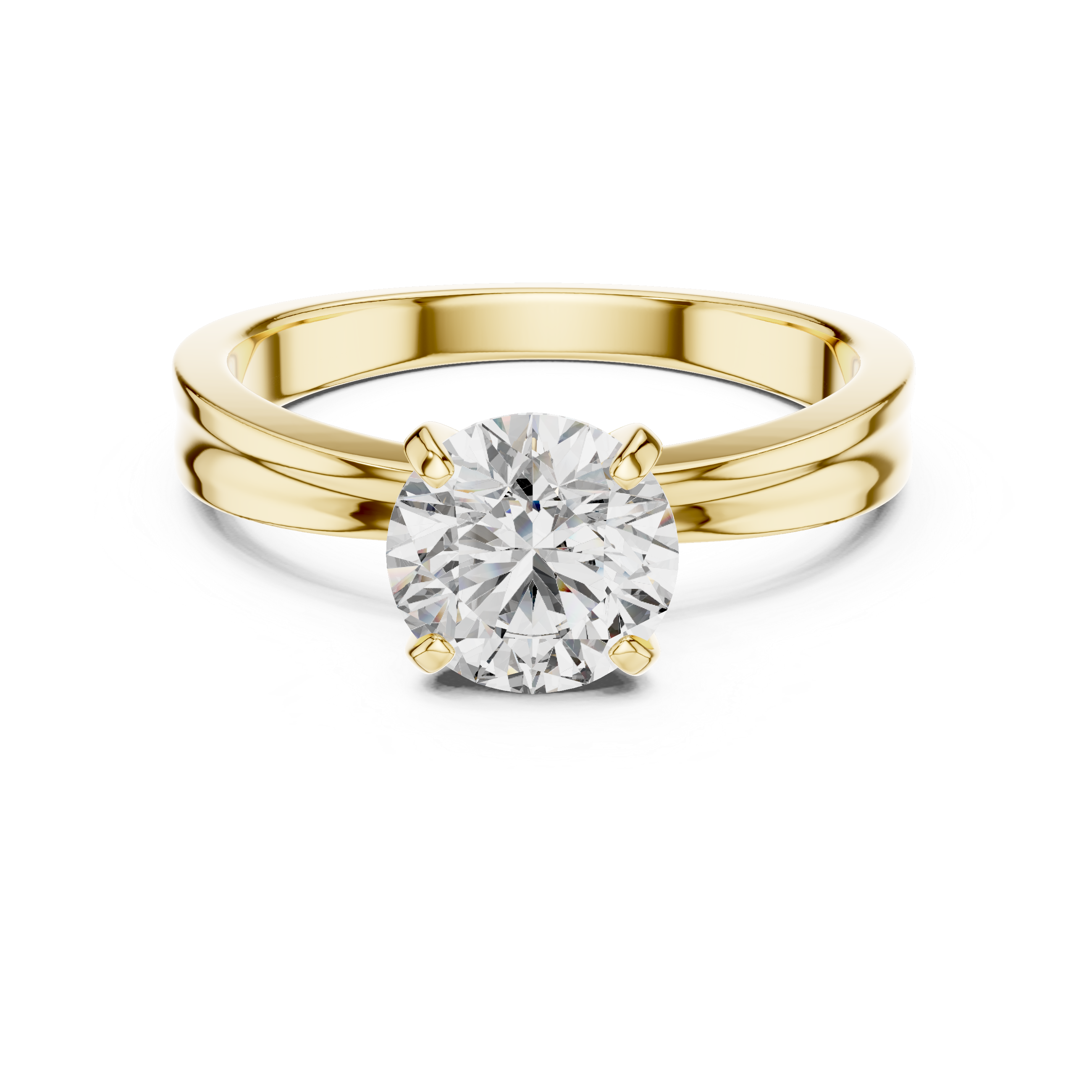 Classic Solitaire Engagement Ring with Split Groove Band