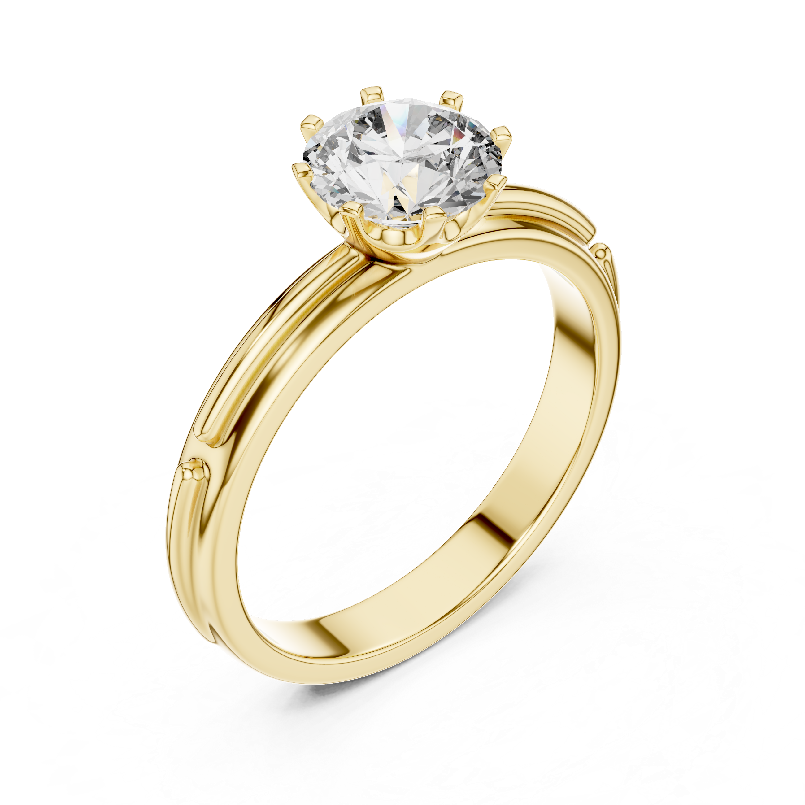 Vintage Inspired Solitaire Engagement Ring with Double-Line Band Detail