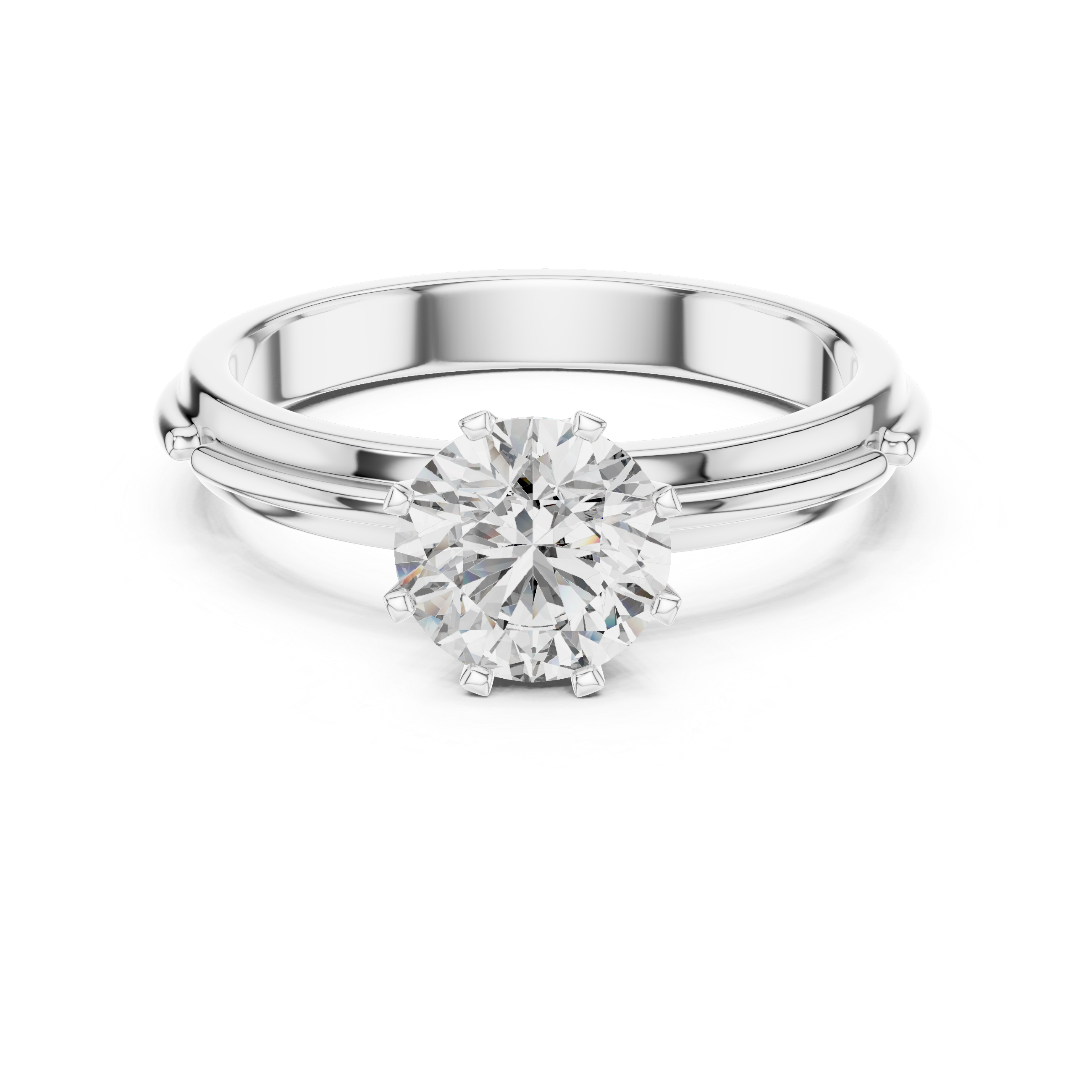Vintage Inspired Solitaire Engagement Ring with Double-Line Band Detail