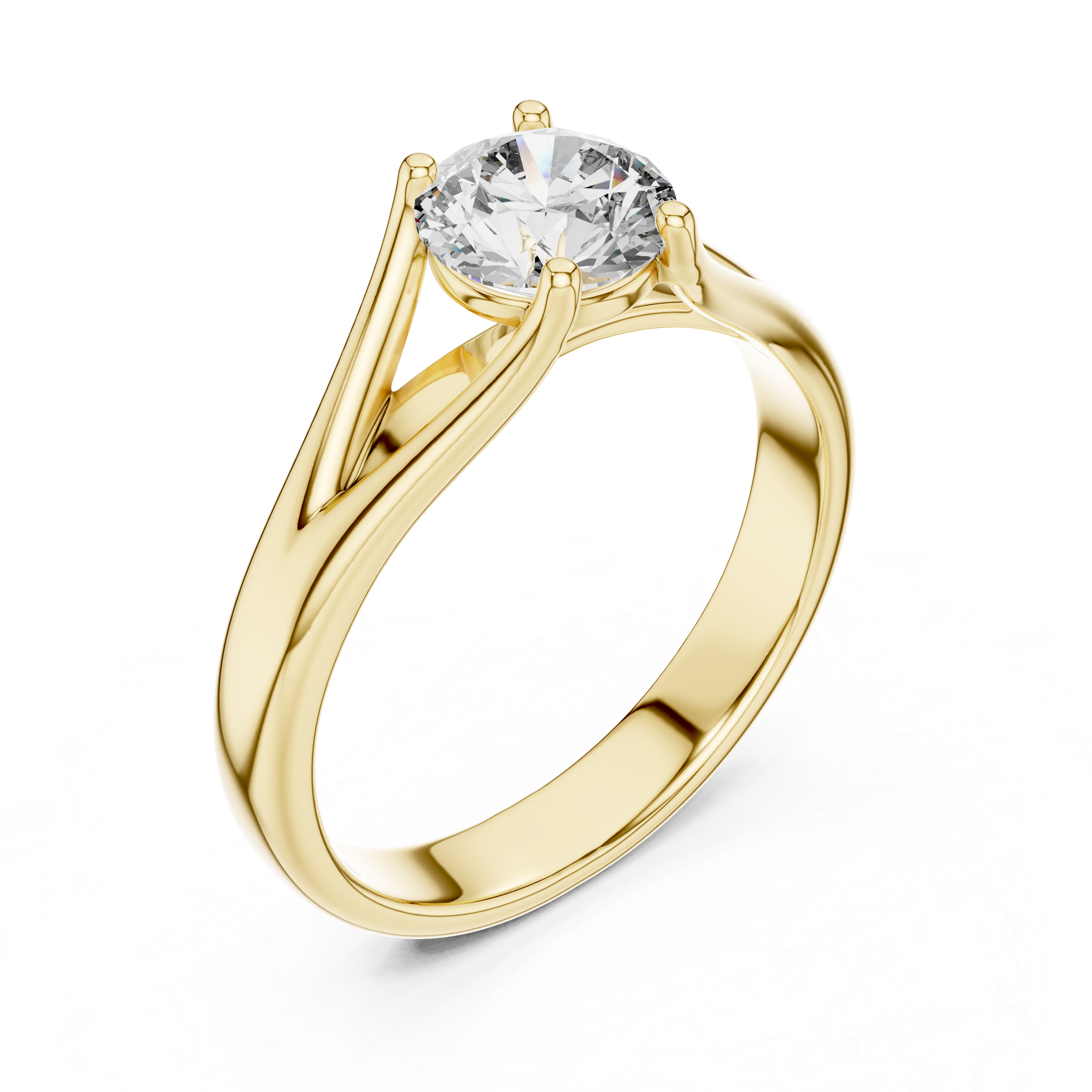 Modern Cathedral Solitaire Engagement Ring with Open Triangle Gallery Design