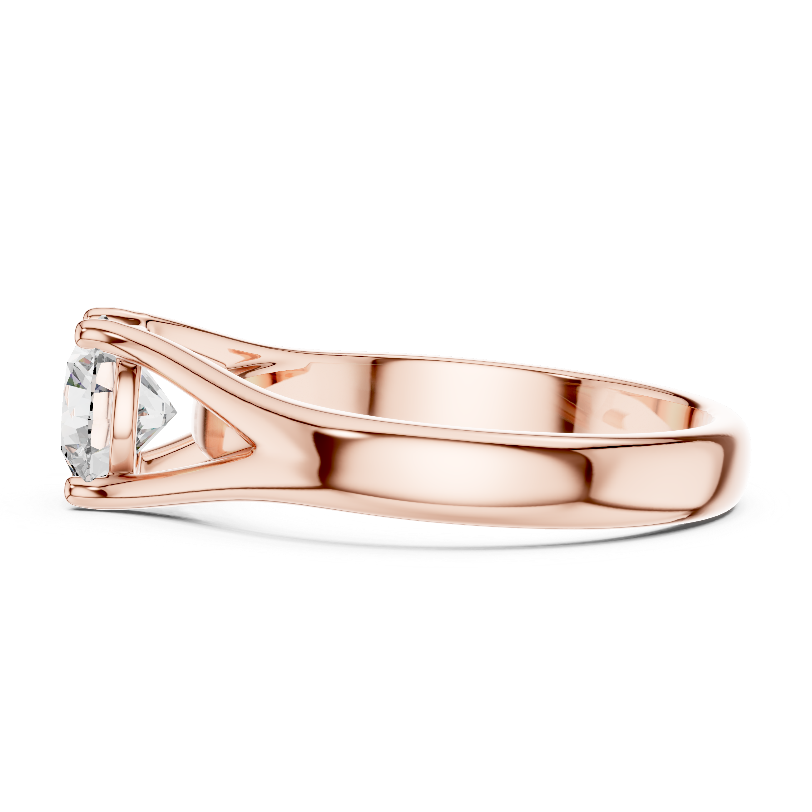 Modern Cathedral Solitaire Engagement Ring with Open Triangle Gallery Design