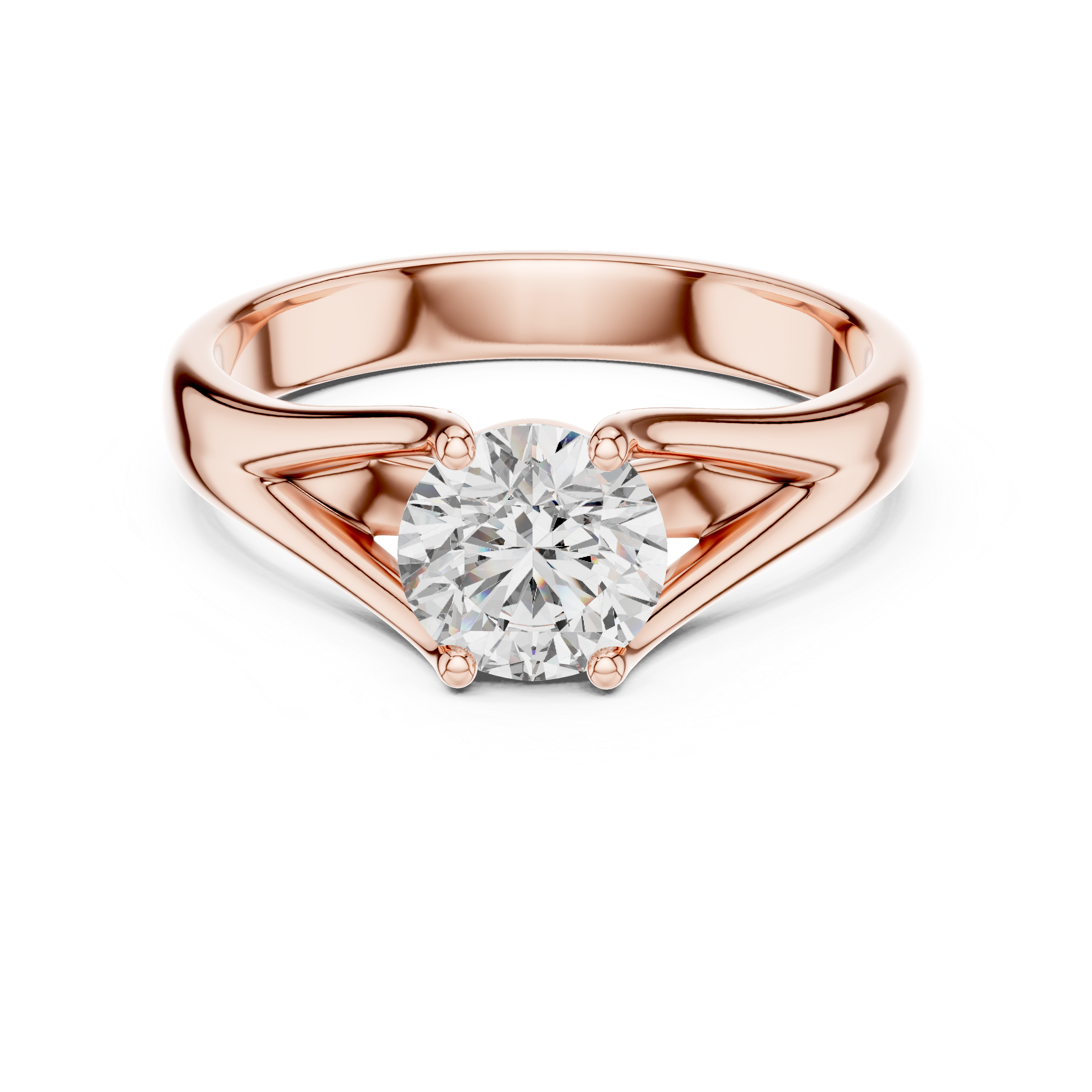 Modern Cathedral Solitaire Engagement Ring with Open Triangle Gallery Design