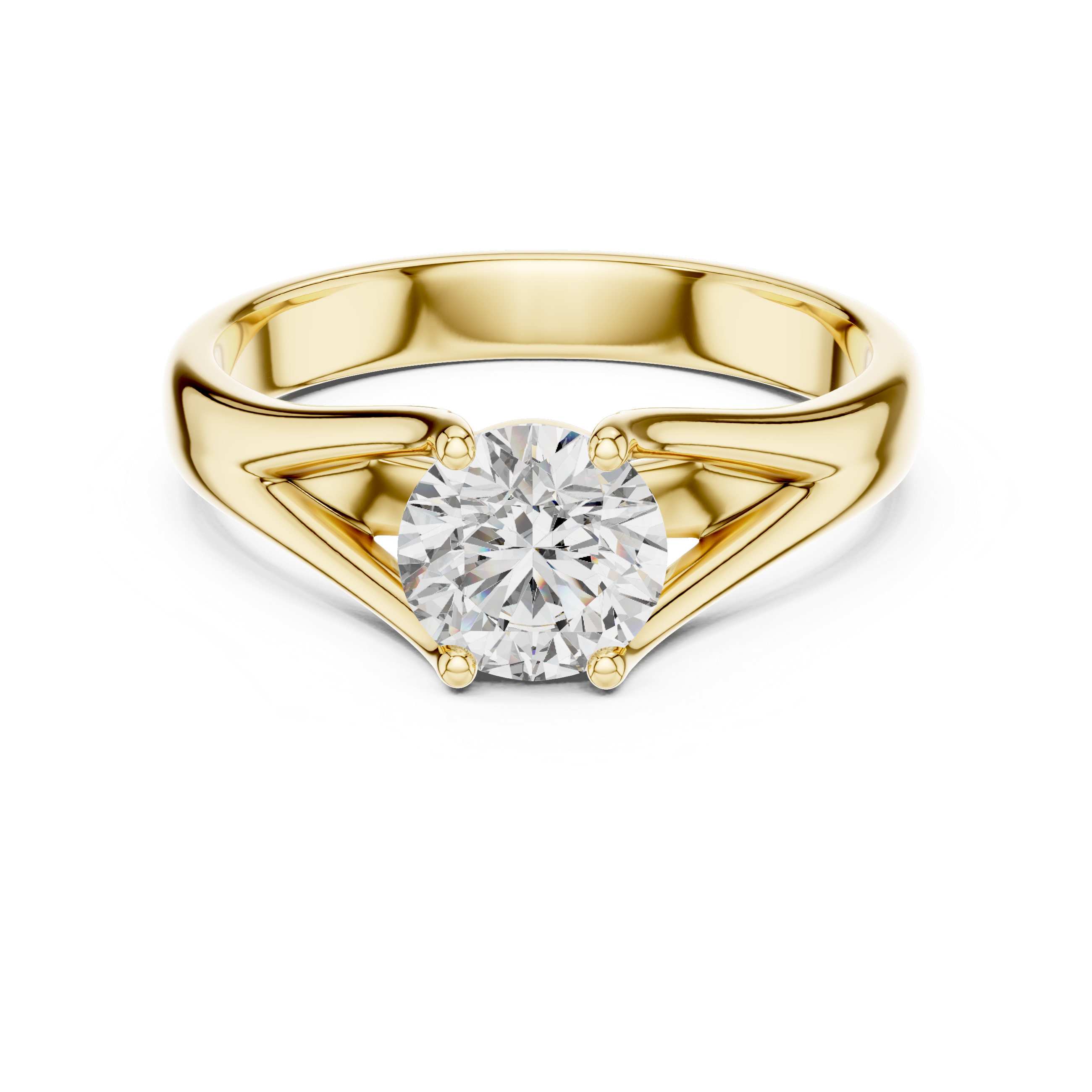 Modern Cathedral Solitaire Engagement Ring with Open Triangle Gallery Design
