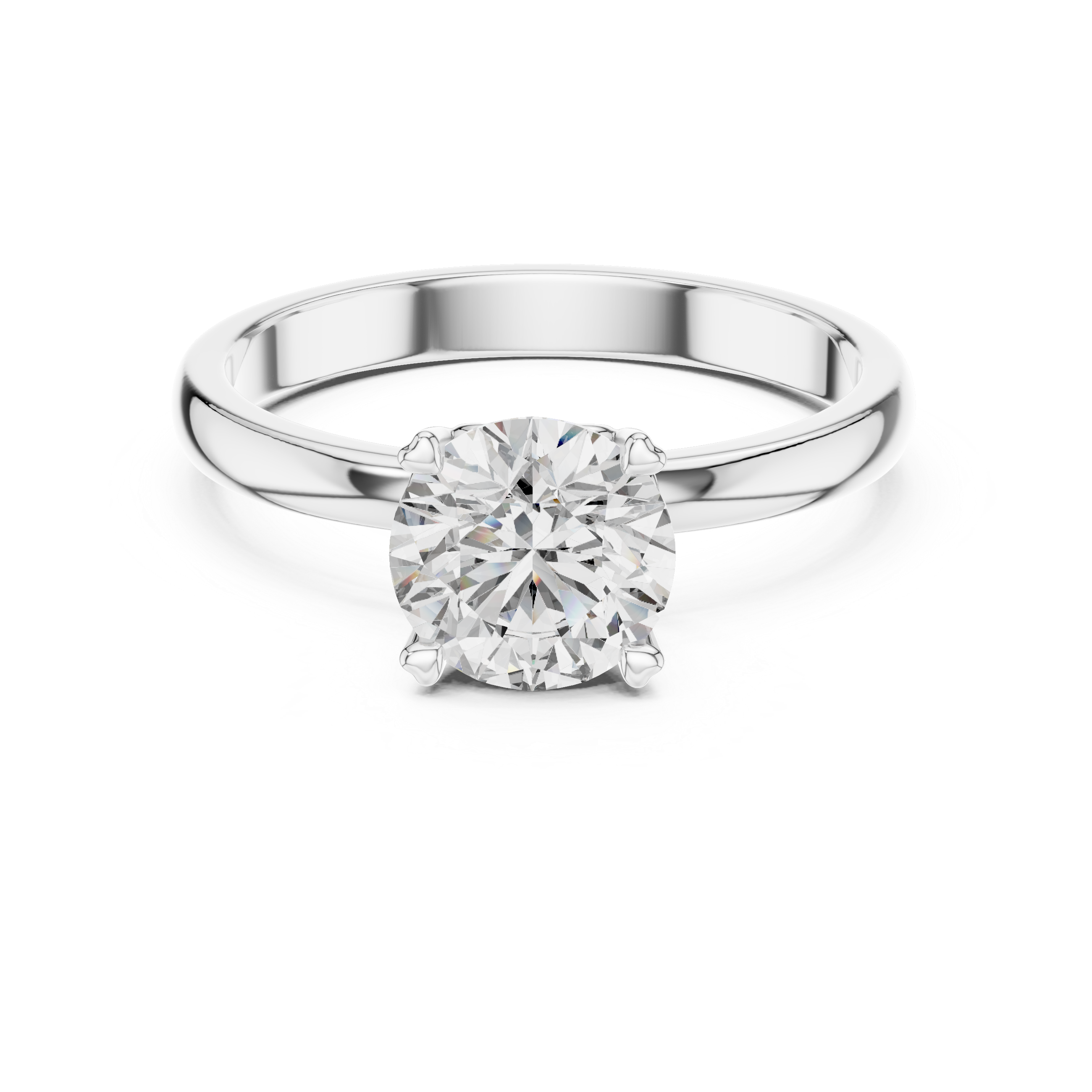 Minimalist Heart Gallery Solitaire Engagement Ring with Classic Round Center Stone