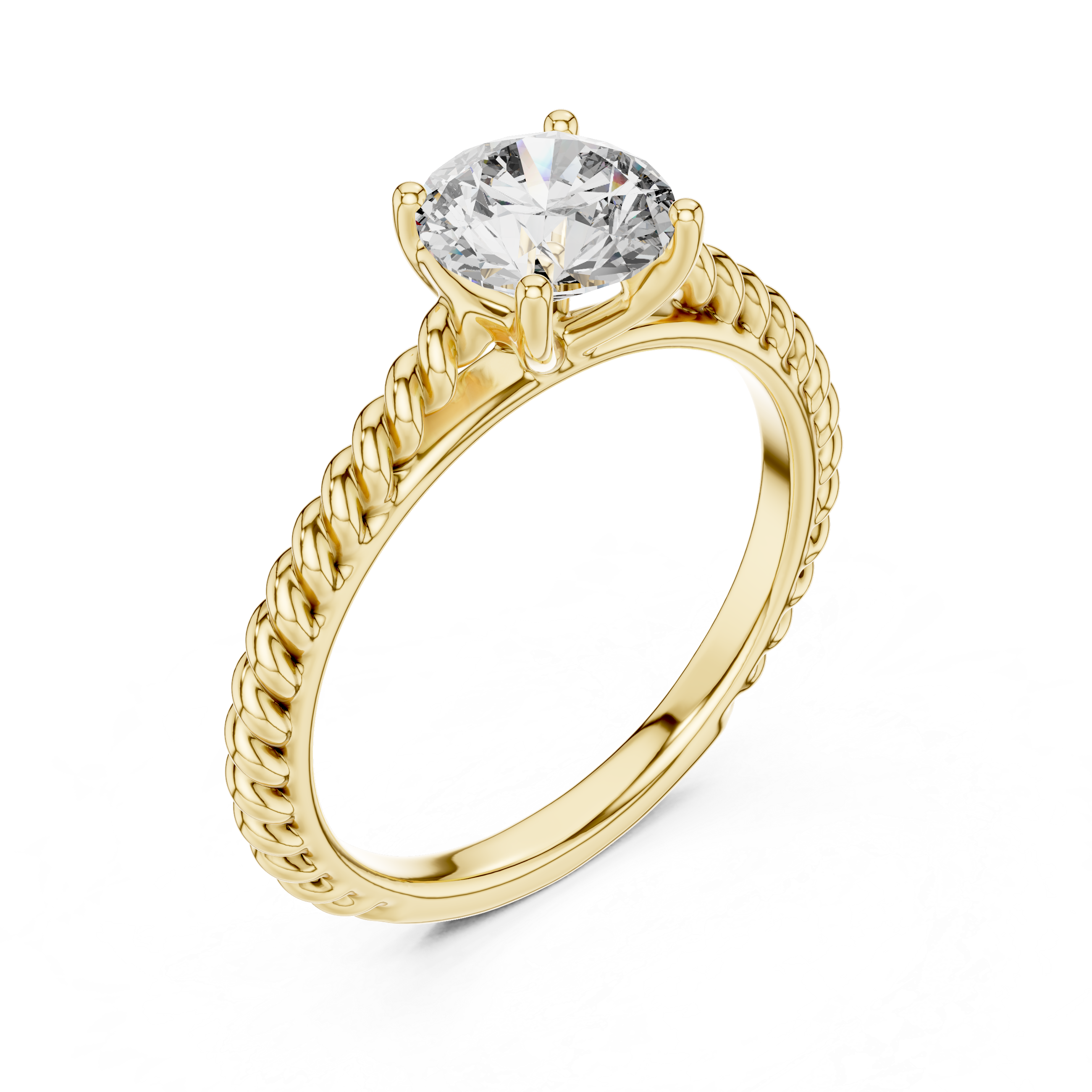 Twisted Rope Solitaire Engagement Ring with Classic Four-Prong Setting