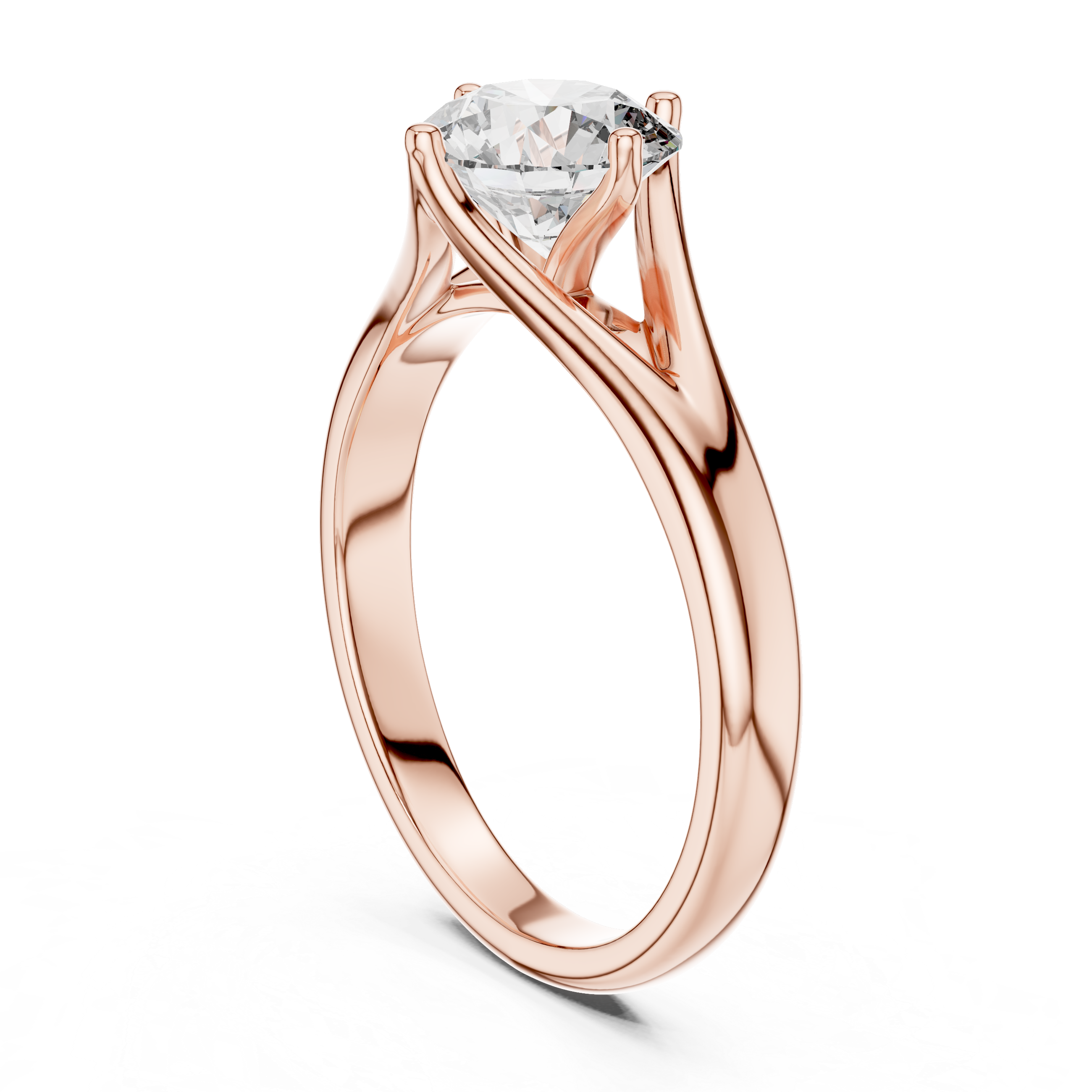 Elegant Cathedral Solitaire Engagement Ring with Tapered Split Shoulder Design