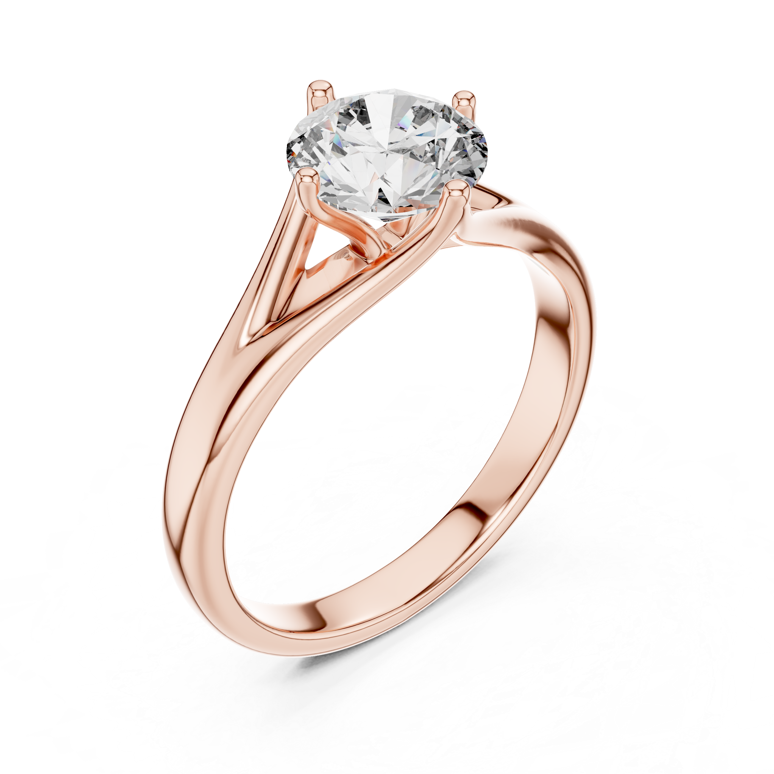 Elegant Cathedral Solitaire Engagement Ring with Tapered Split Shoulder Design