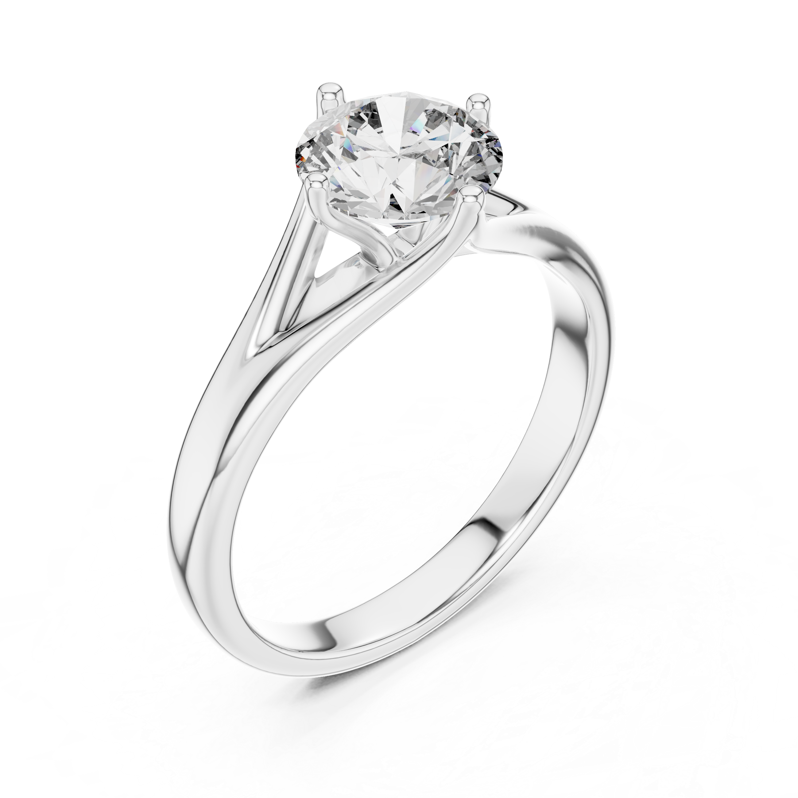 Elegant Cathedral Solitaire Engagement Ring with Tapered Split Shoulder Design