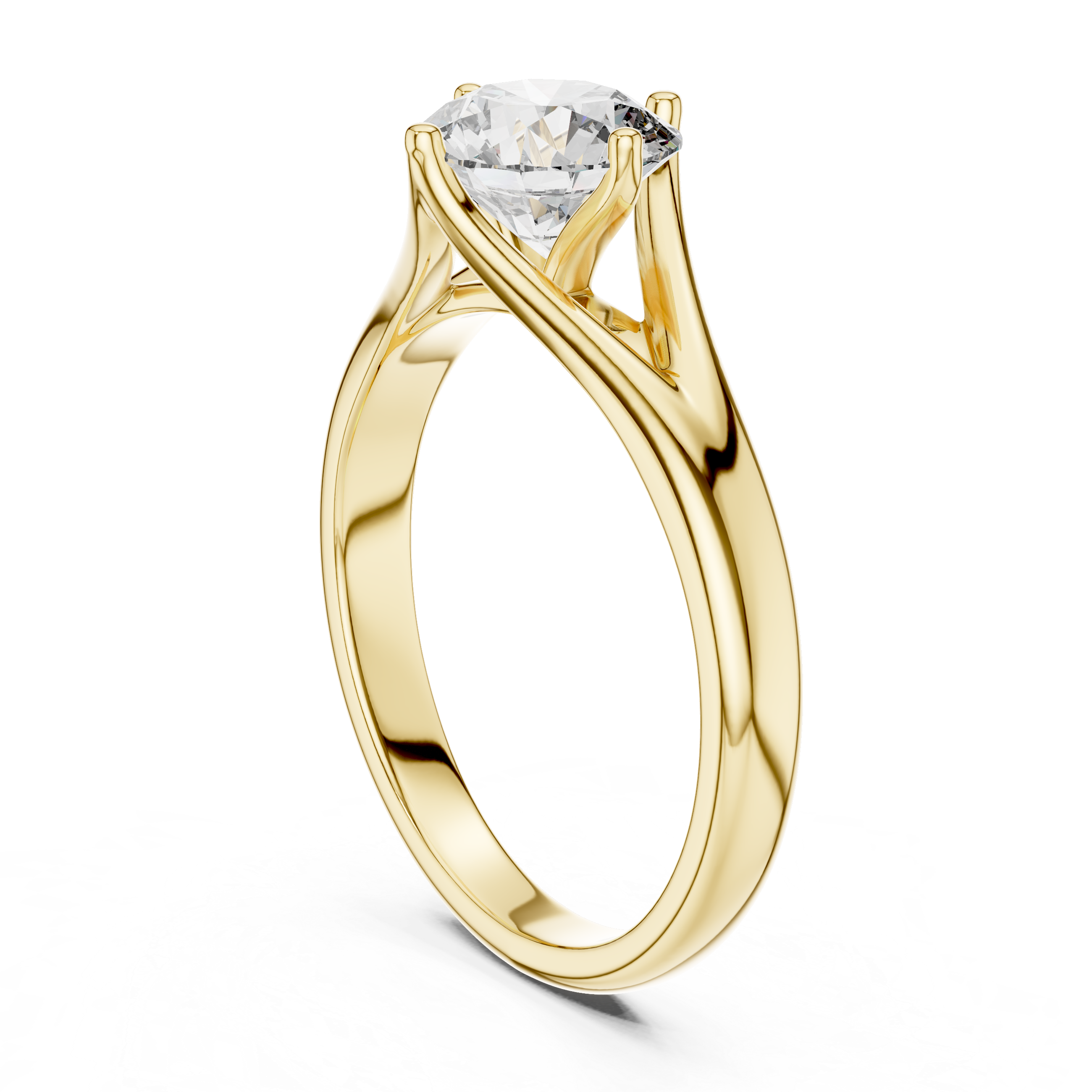 Elegant Cathedral Solitaire Engagement Ring with Tapered Split Shoulder Design