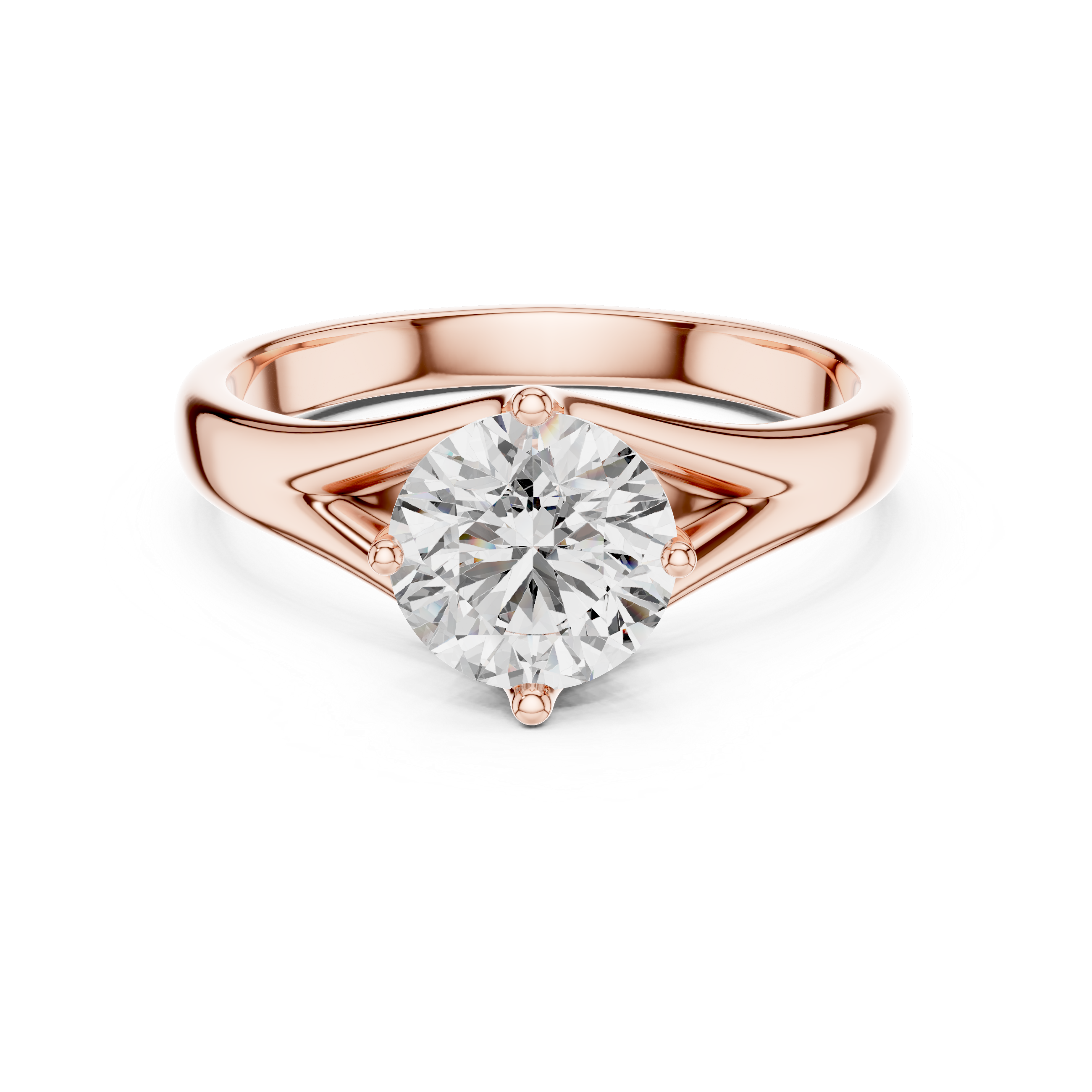 Elegant Cathedral Solitaire Engagement Ring with Tapered Split Shoulder Design