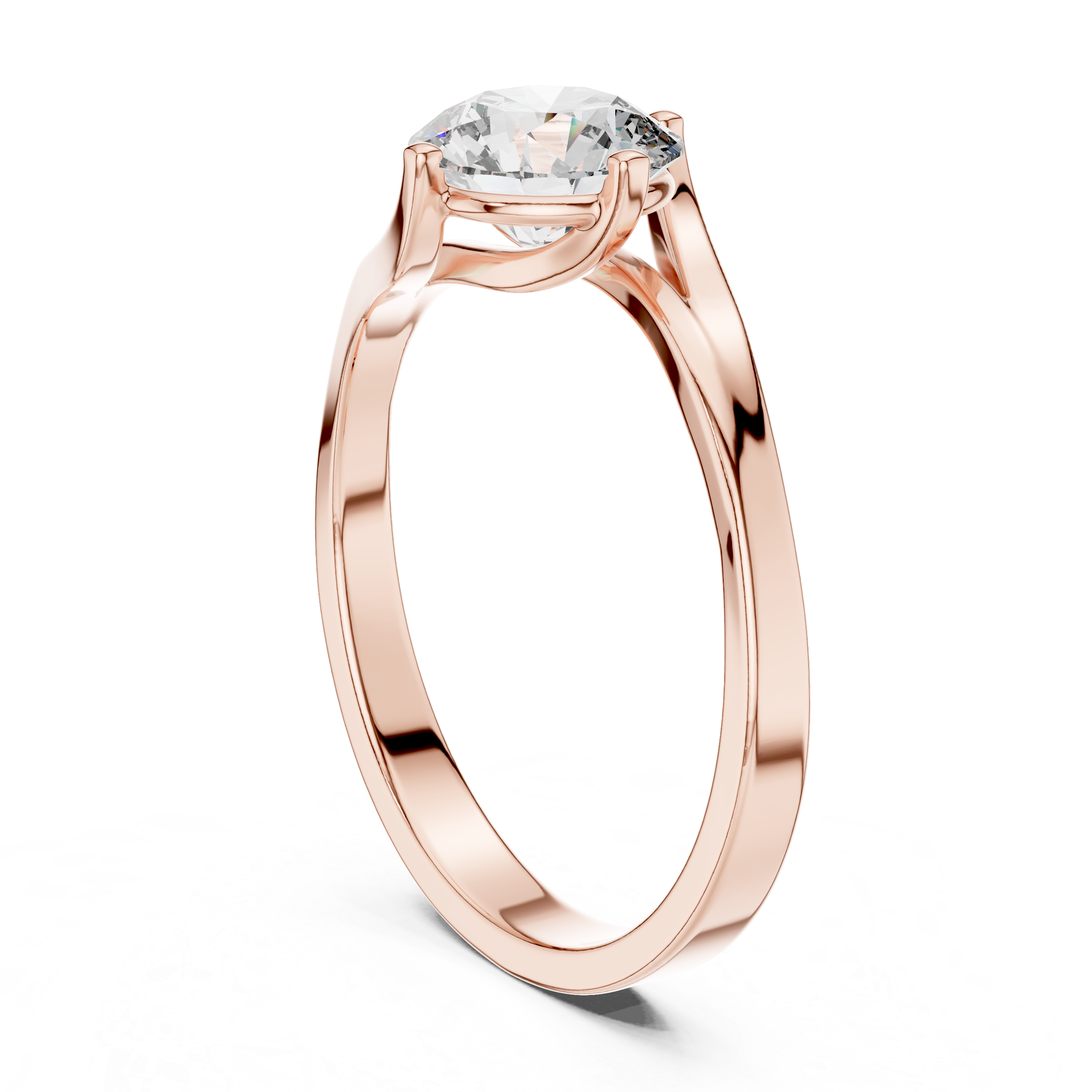 Modern Bypass Solitaire Engagement Ring with Split Shank Design