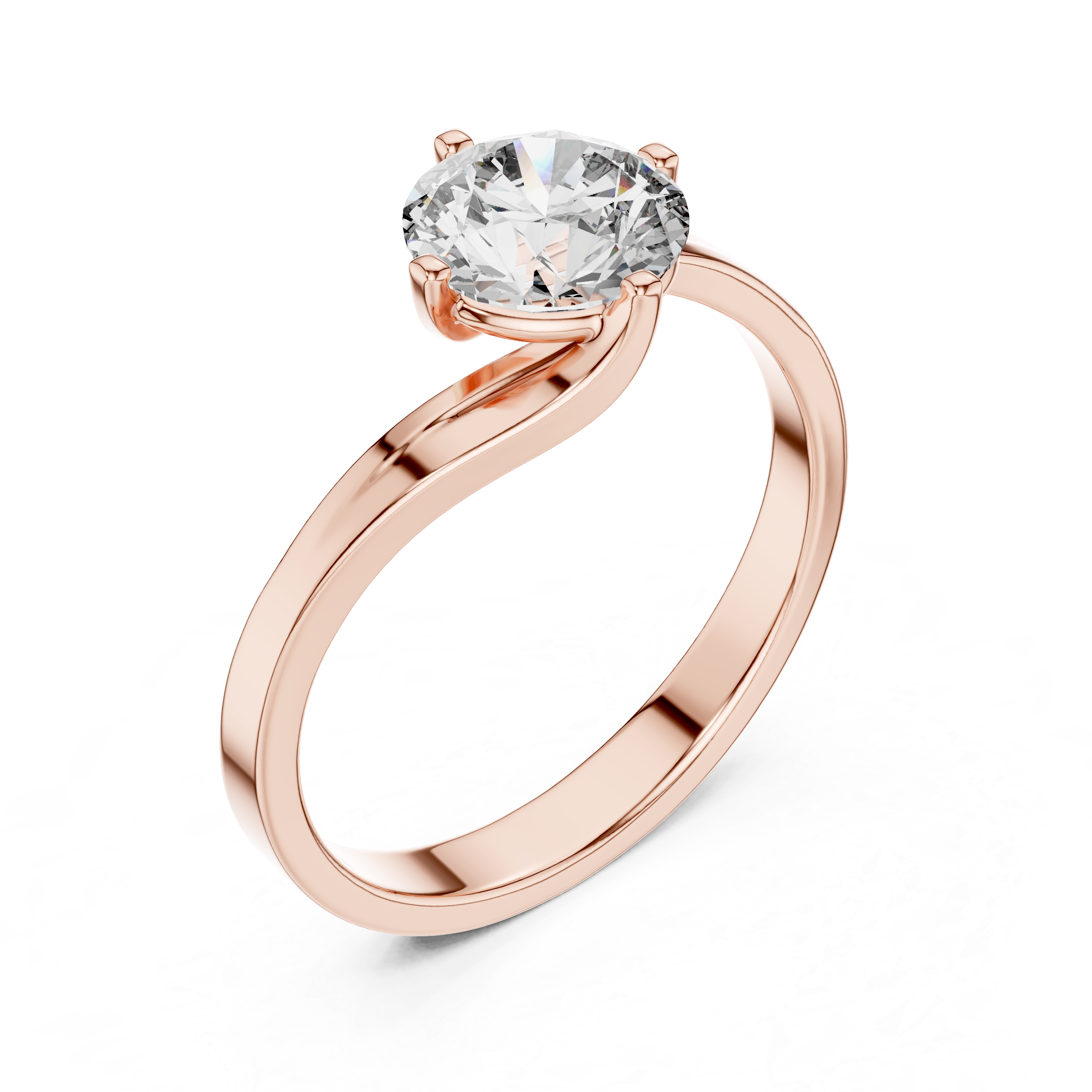 Modern Bypass Solitaire Engagement Ring with Split Shank Design
