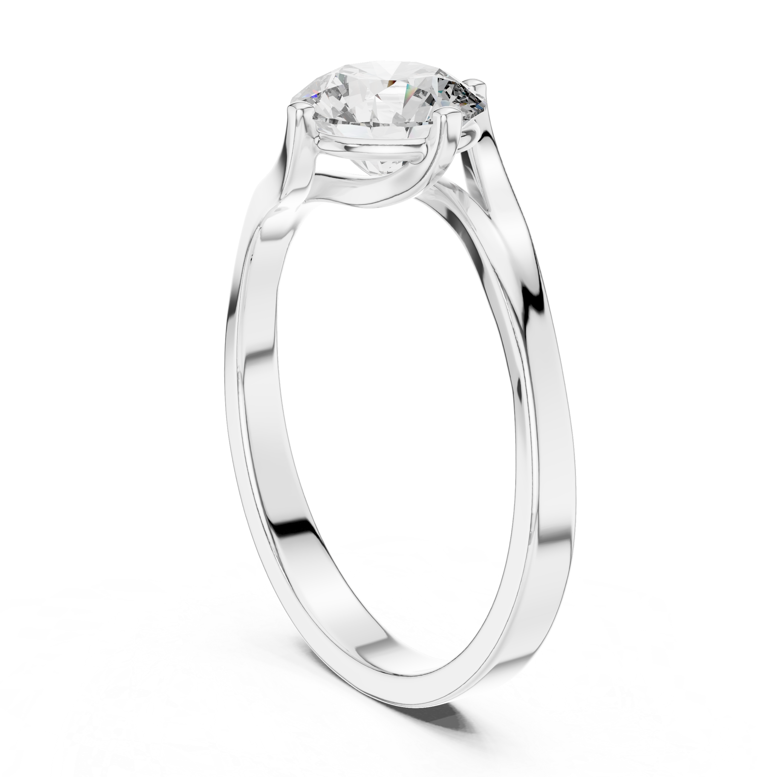 Modern Bypass Solitaire Engagement Ring with Split Shank Design