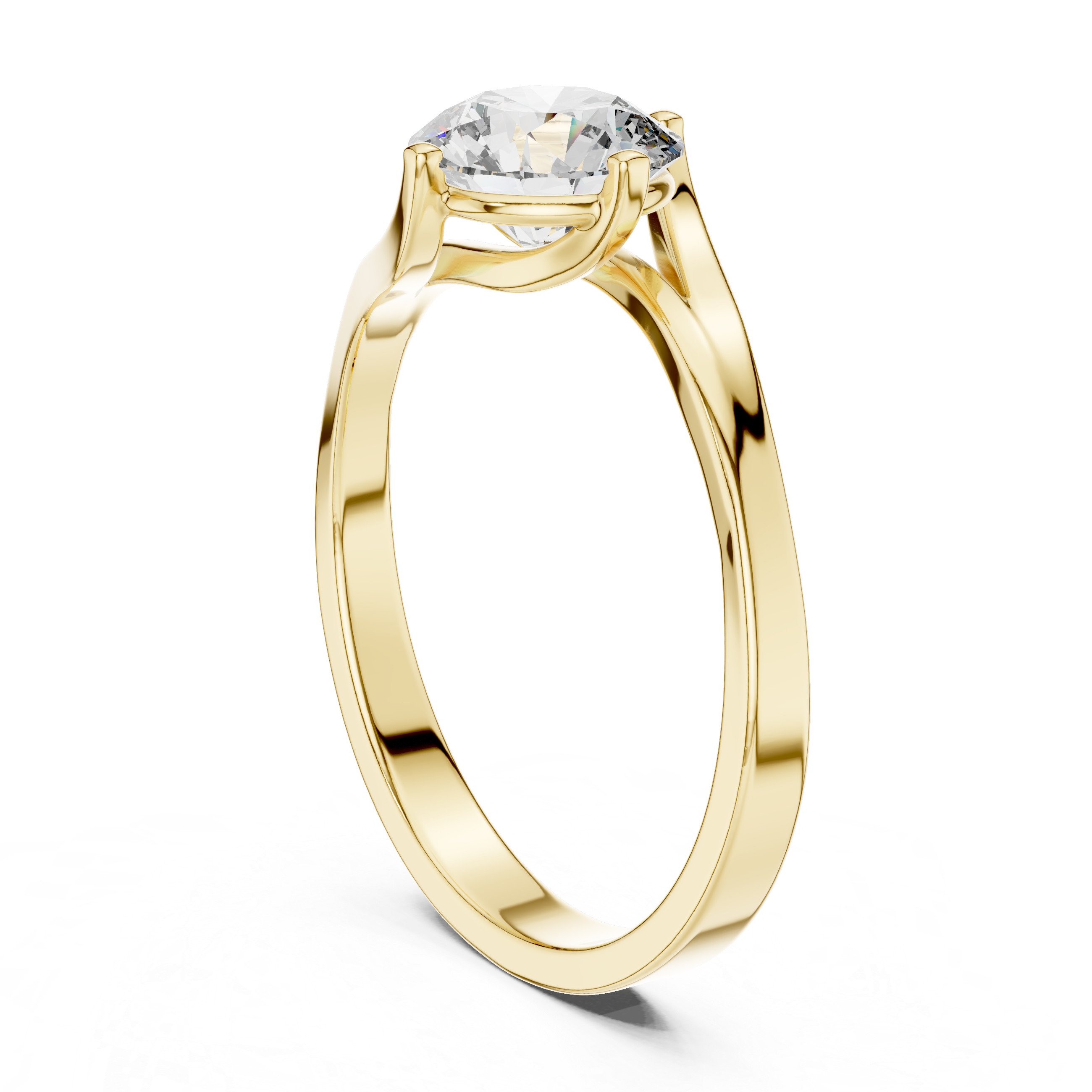 Modern Bypass Solitaire Engagement Ring with Split Shank Design