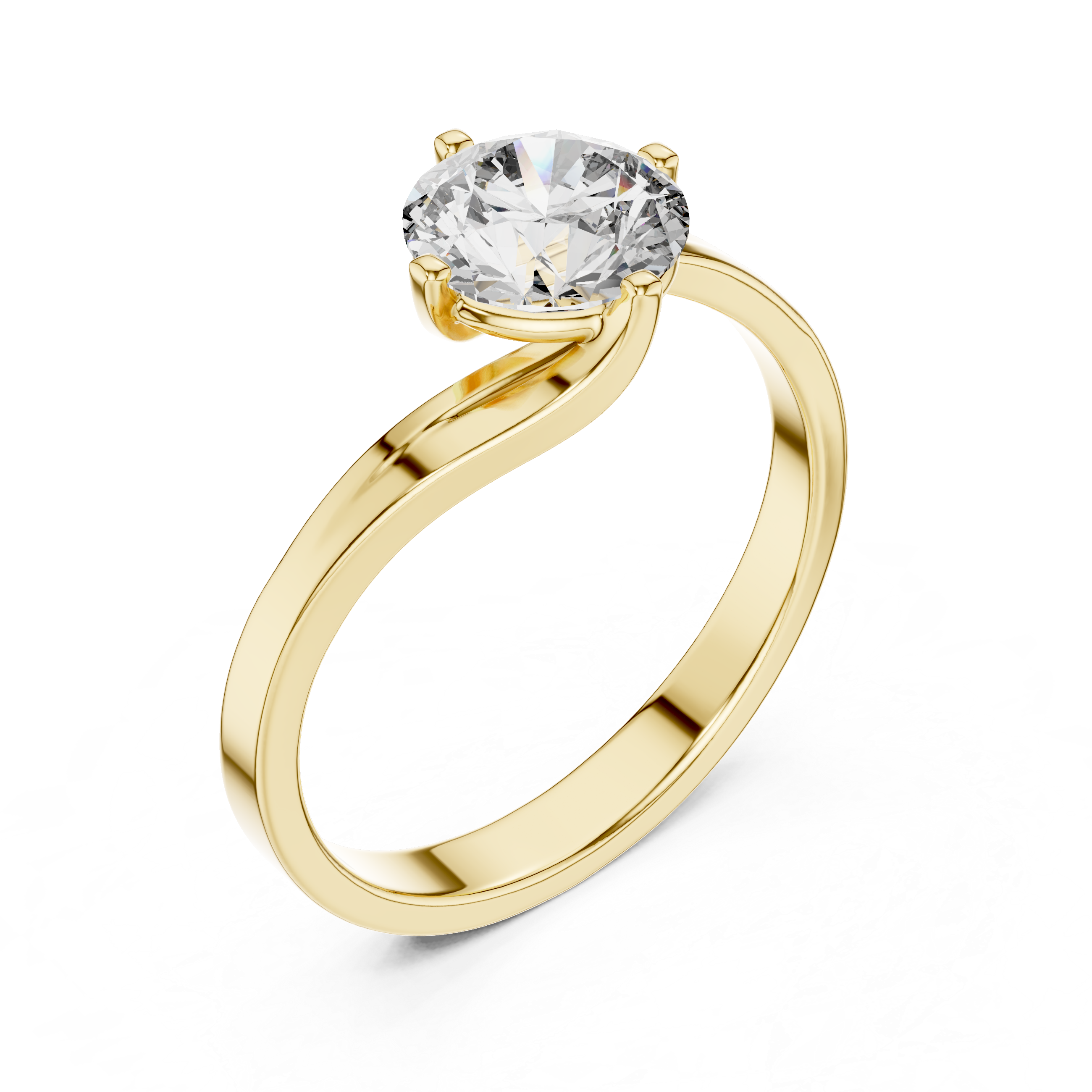 Modern Bypass Solitaire Engagement Ring with Split Shank Design