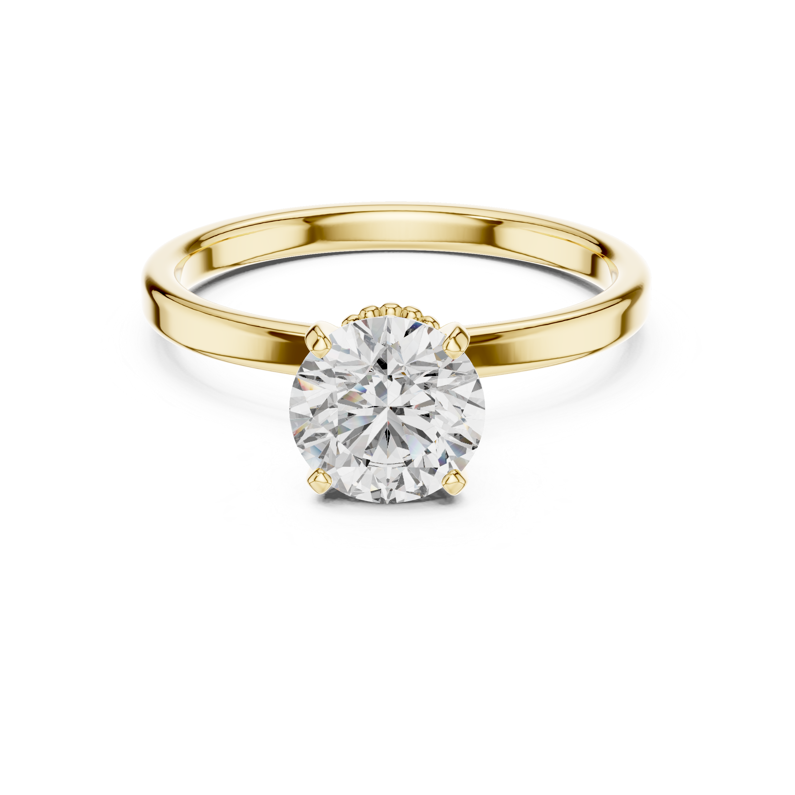 Minimalist Solitaire Engagement Ring with Beaded Gallery Detail