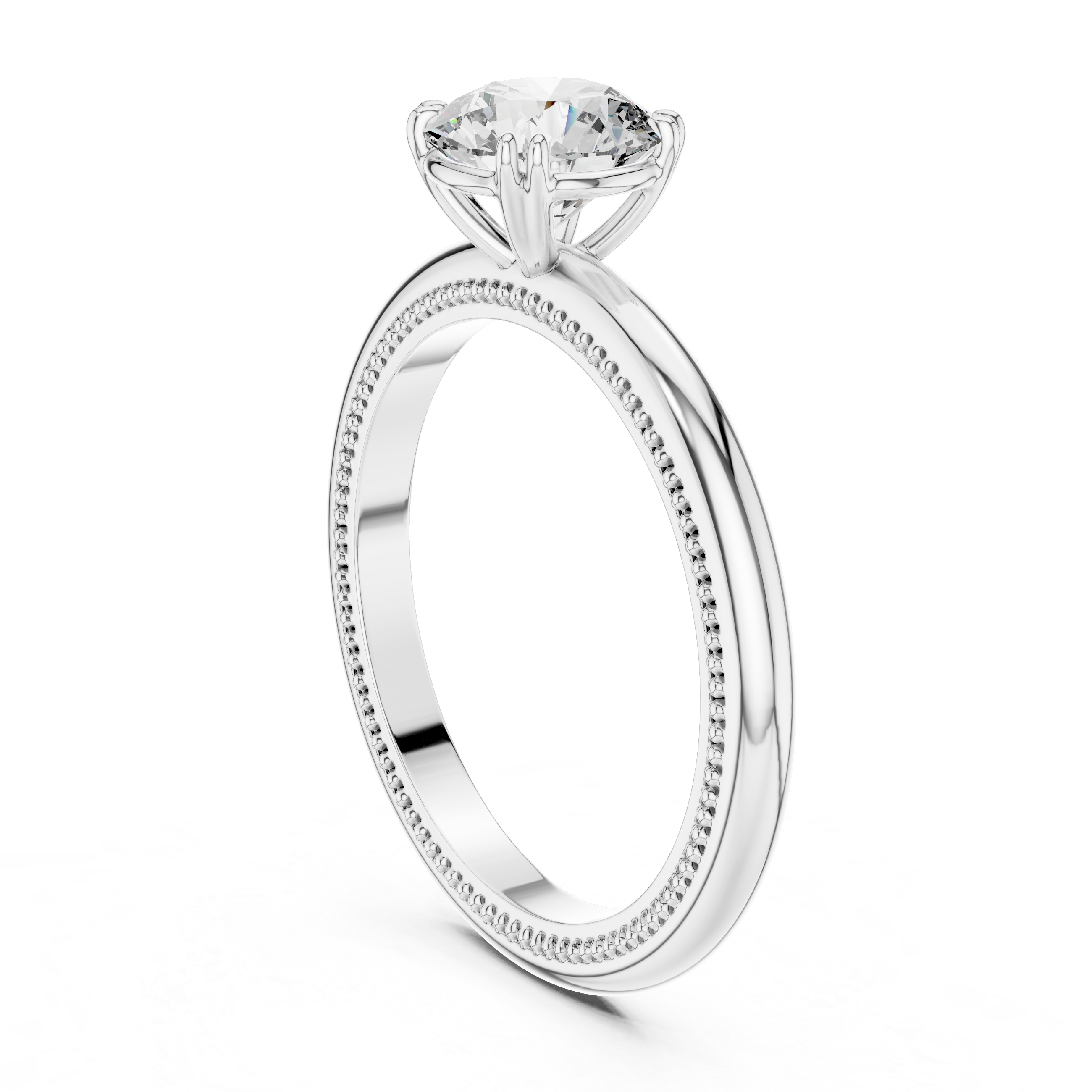 Milgrain Solitaire Engagement Ring with Round Brilliant Diamond