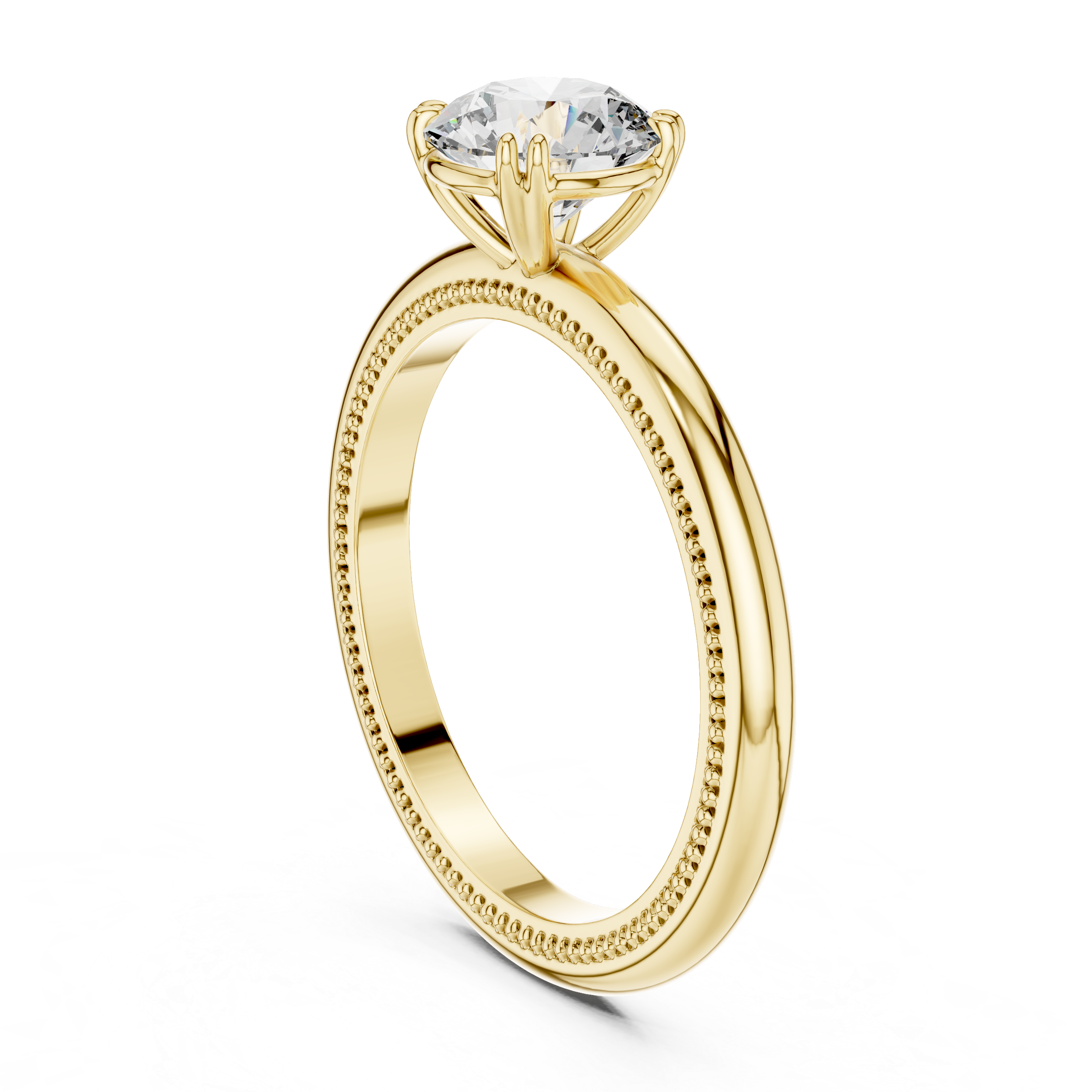 Milgrain Solitaire Engagement Ring with Round Brilliant Diamond