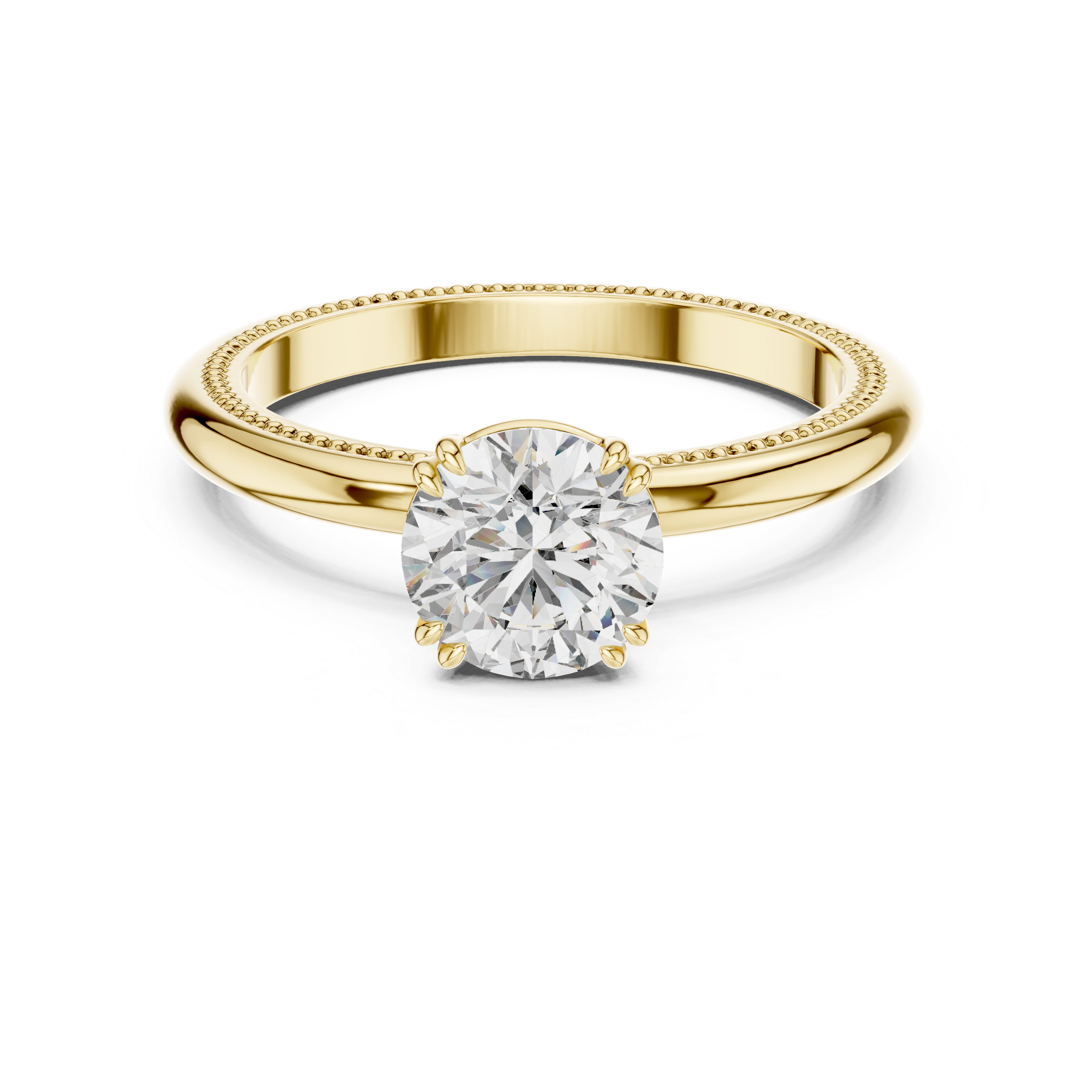 Milgrain Solitaire Engagement Ring with Round Brilliant Diamond