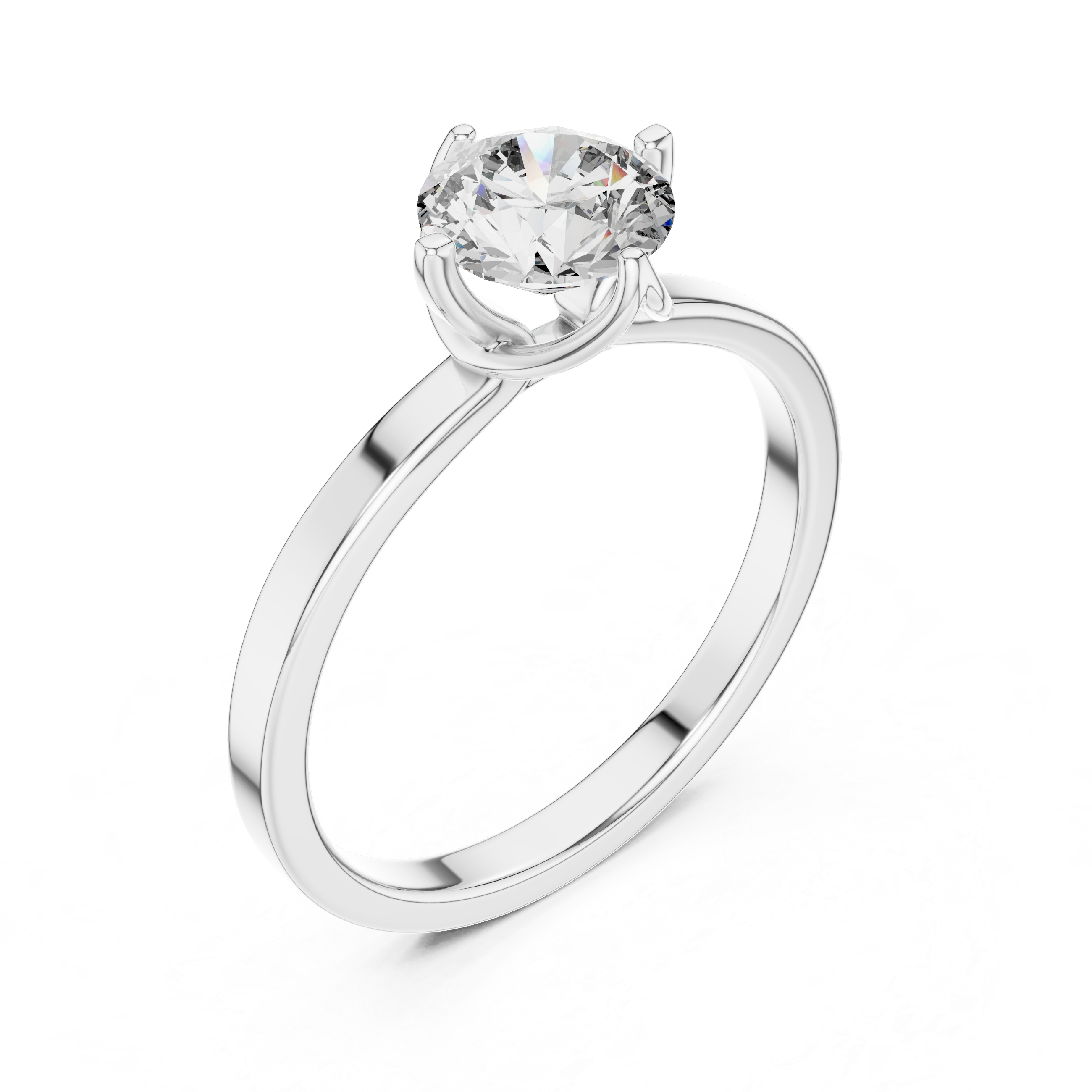 Minimalist Cathedral Solitaire Engagement Ring with Round Brilliant Stone