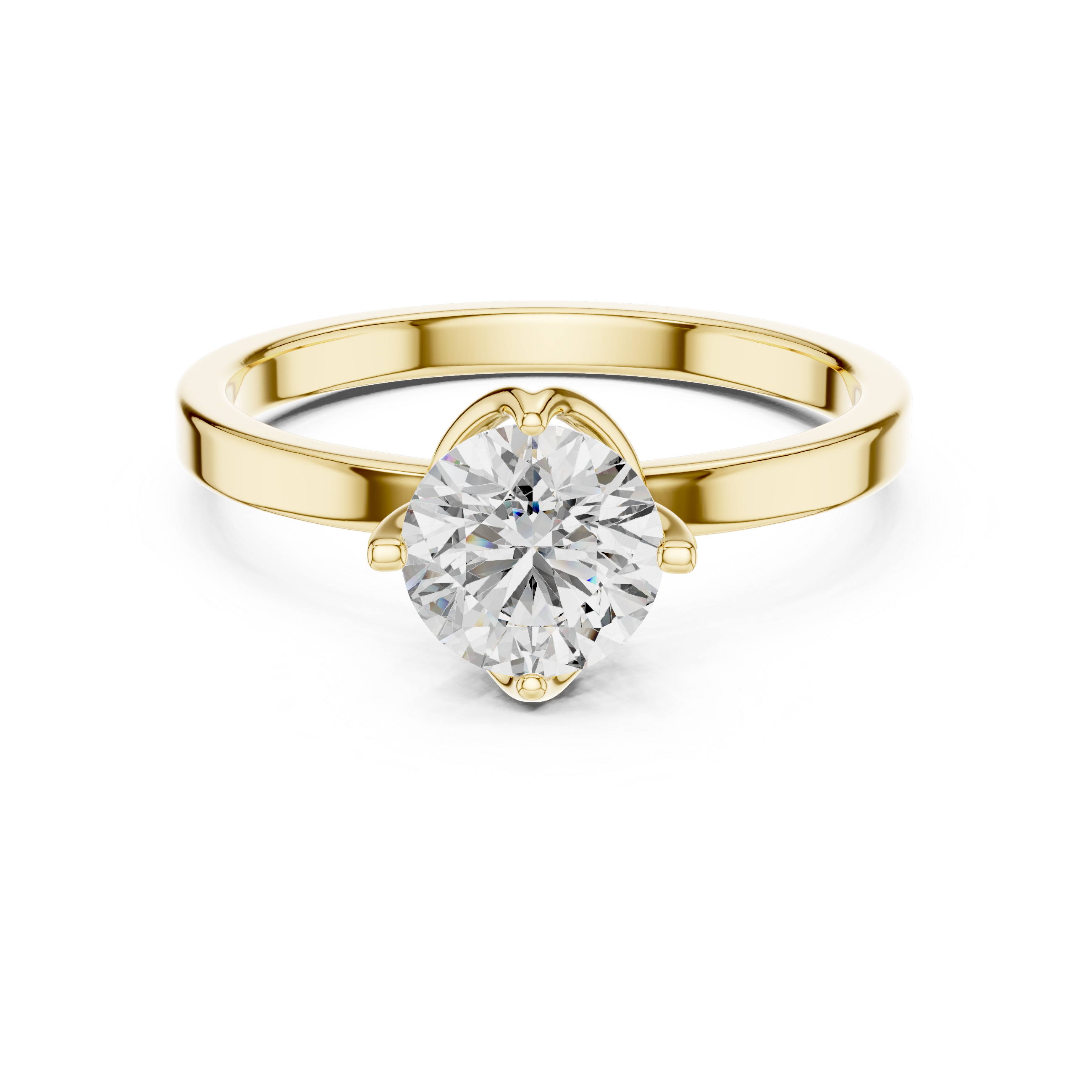 Minimalist Cathedral Solitaire Engagement Ring with Round Brilliant Stone
