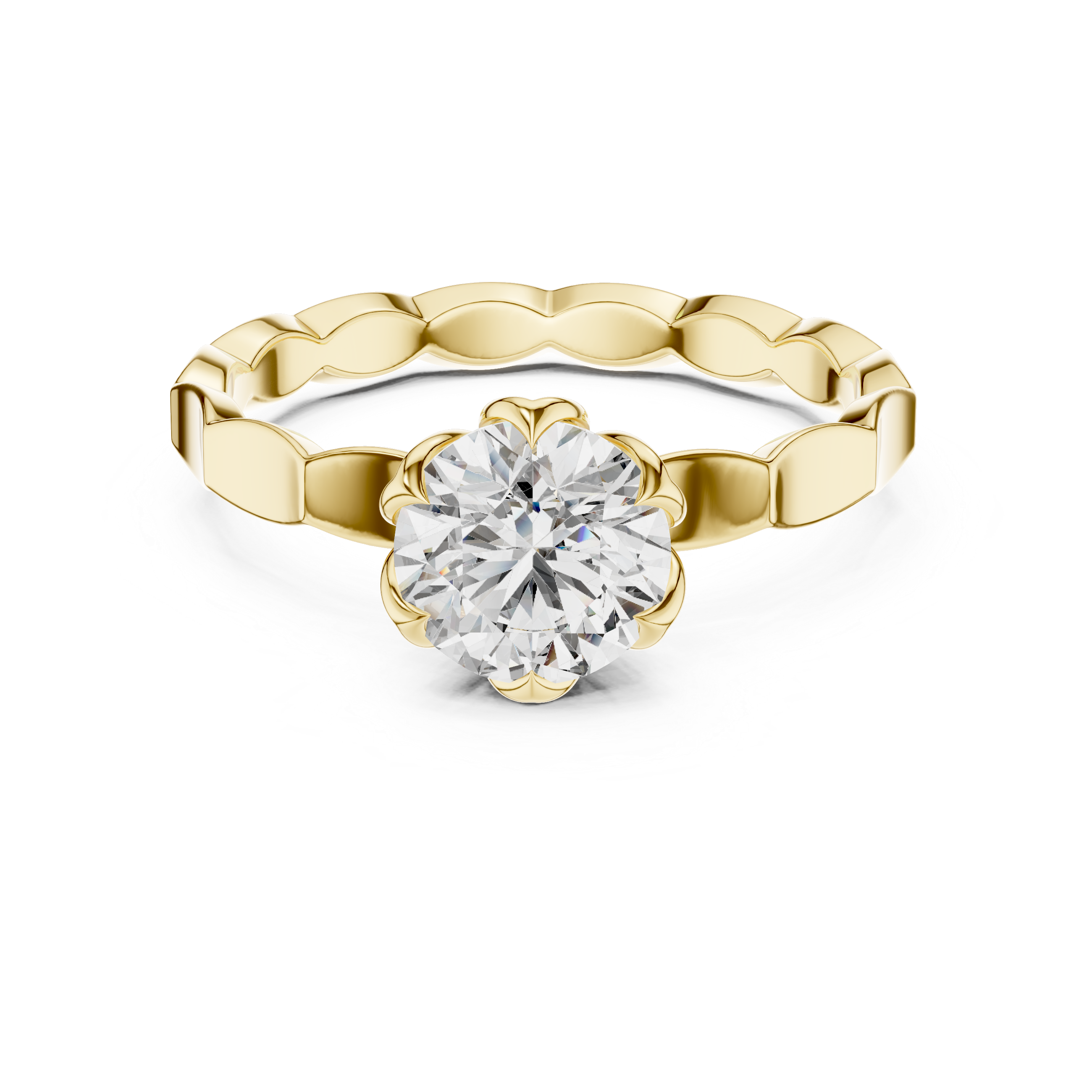 Floral Inspired Solitaire Engagement Ring with Petal Prong Setting