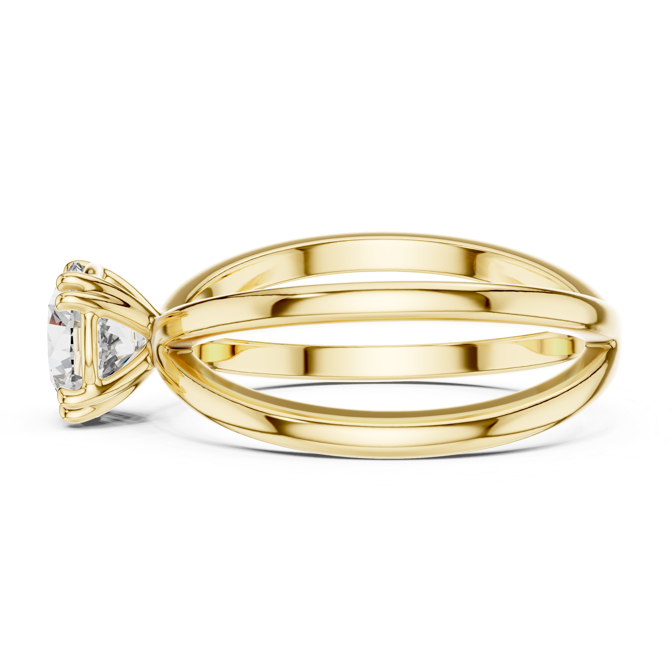Modern Criss-Cross Solitaire Engagement Ring with Round Brilliant Diamond