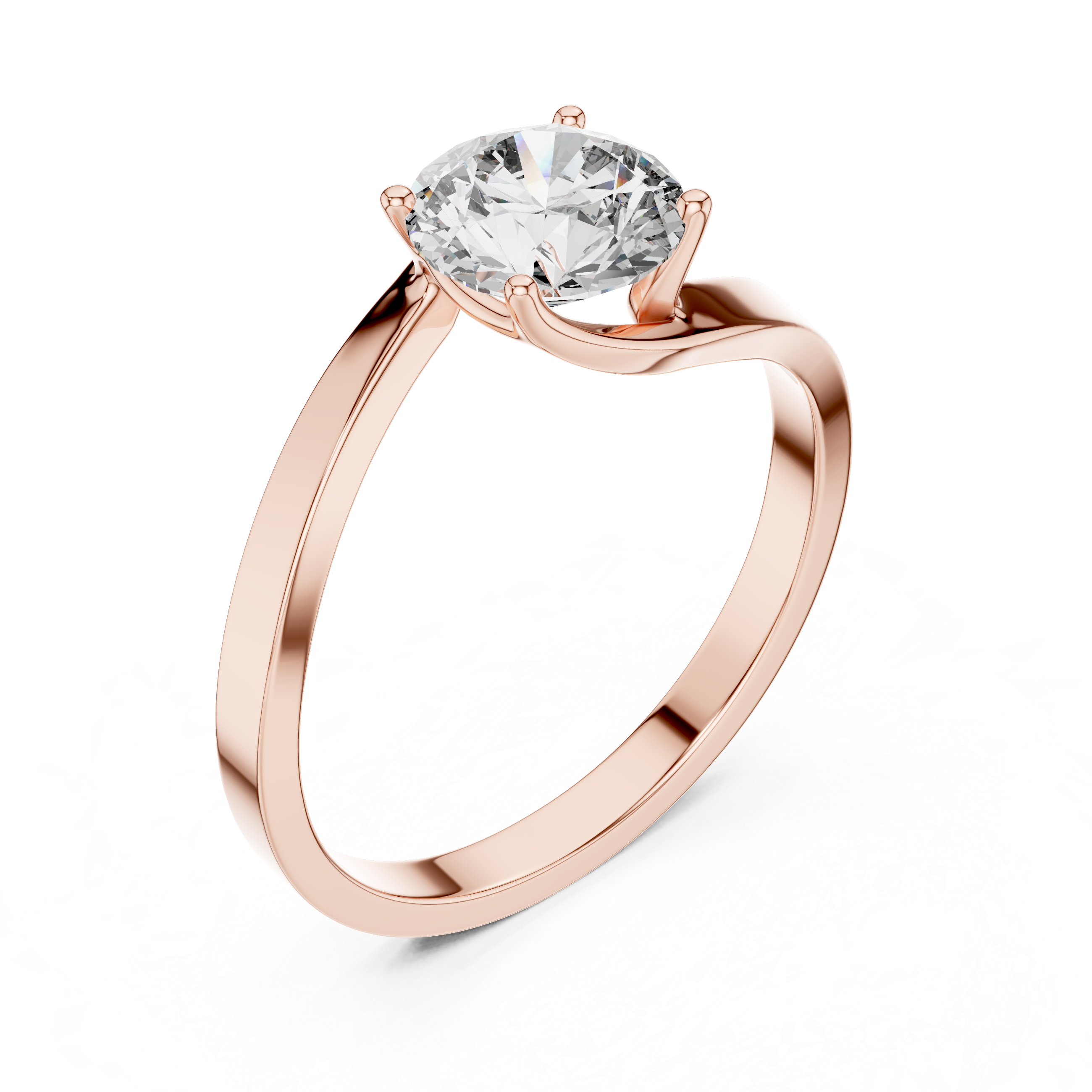 Modern Twist Solitaire Engagement Ring with Round Brilliant Diamond