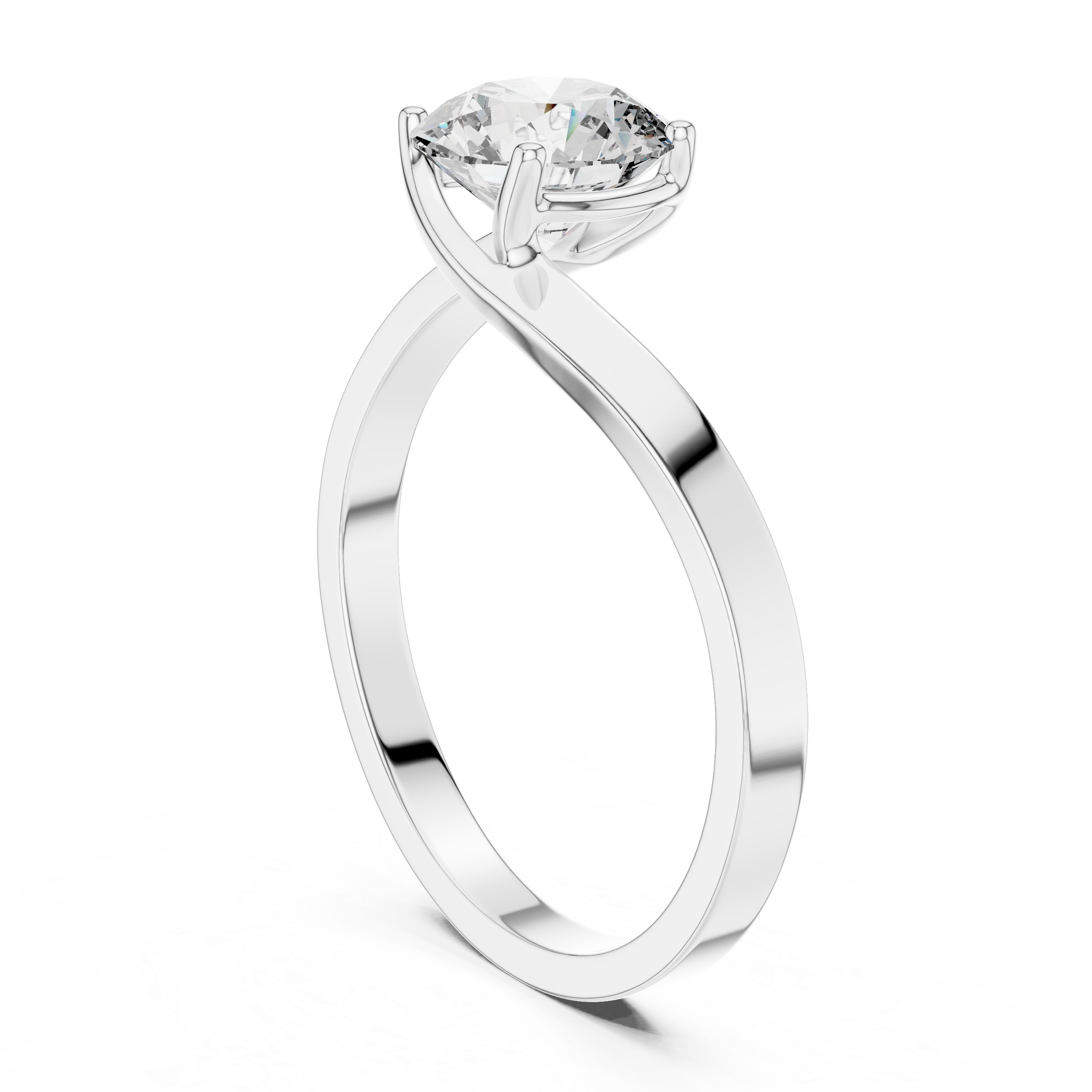 Modern Twist Solitaire Engagement Ring with Round Brilliant Diamond