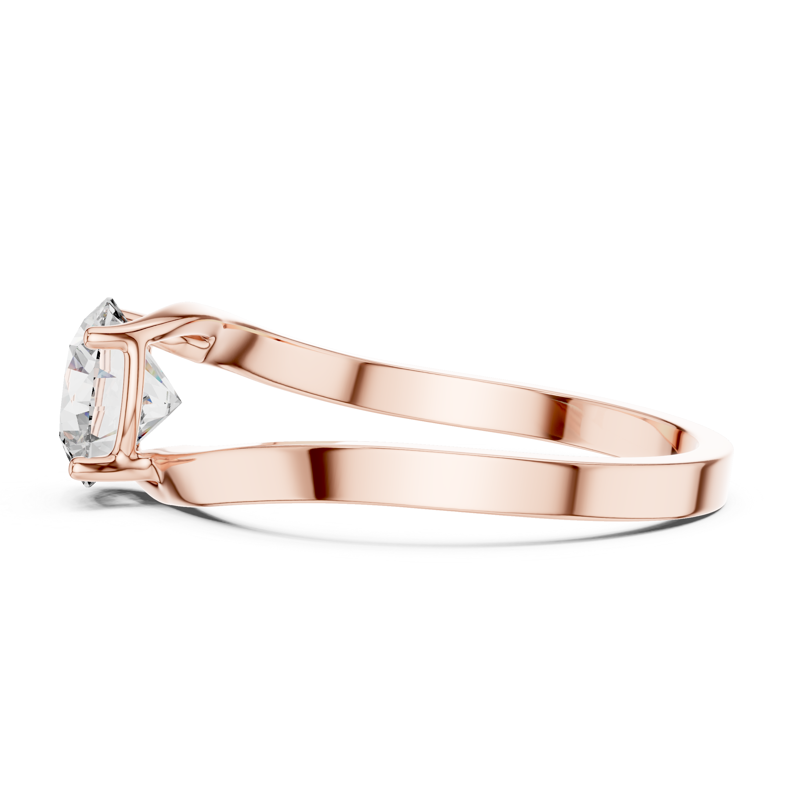 Modern Twist Solitaire Engagement Ring with Round Brilliant Diamond