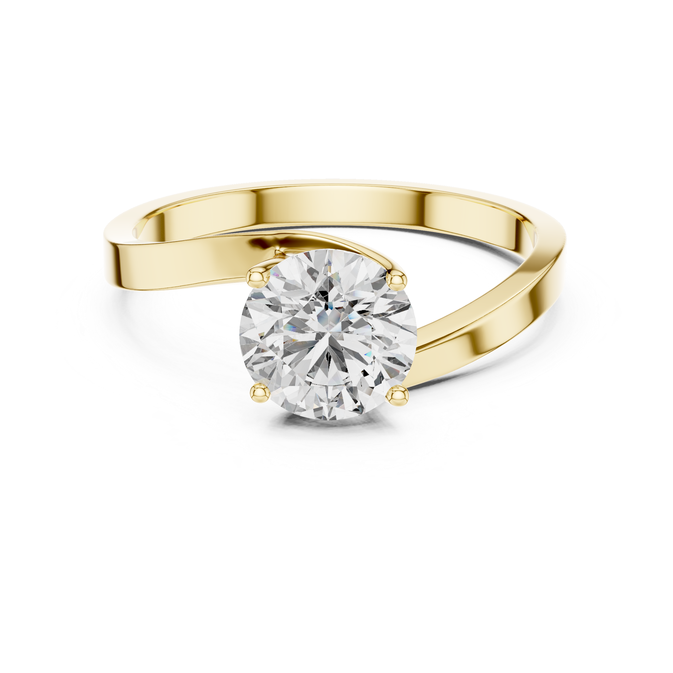 Modern Twist Solitaire Engagement Ring with Round Brilliant Diamond