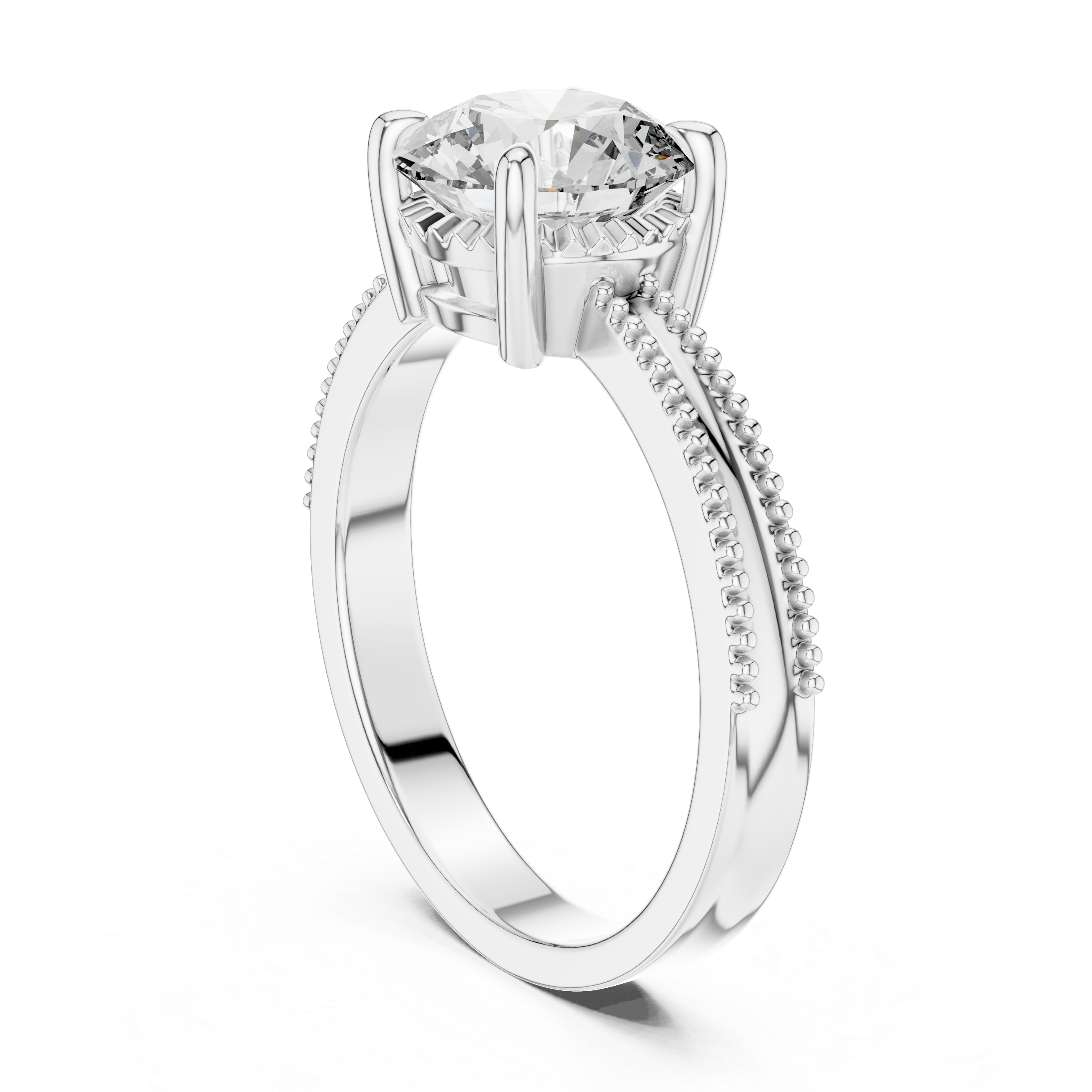 Double Milgrain Solitaire Engagement Ring with Round Brilliant Diamond