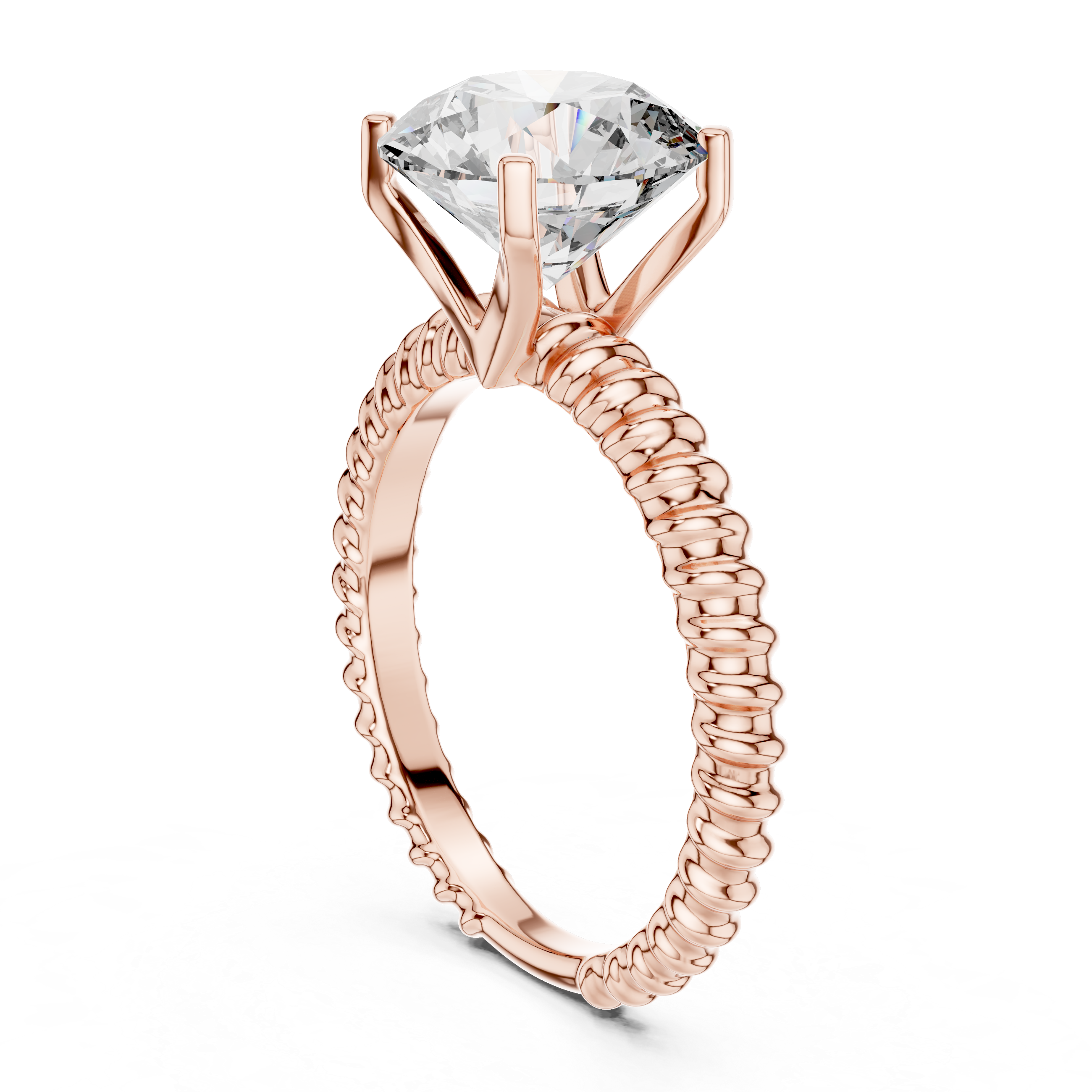 Twisted Rope Solitaire Engagement Ring with Round Brilliant Diamond
