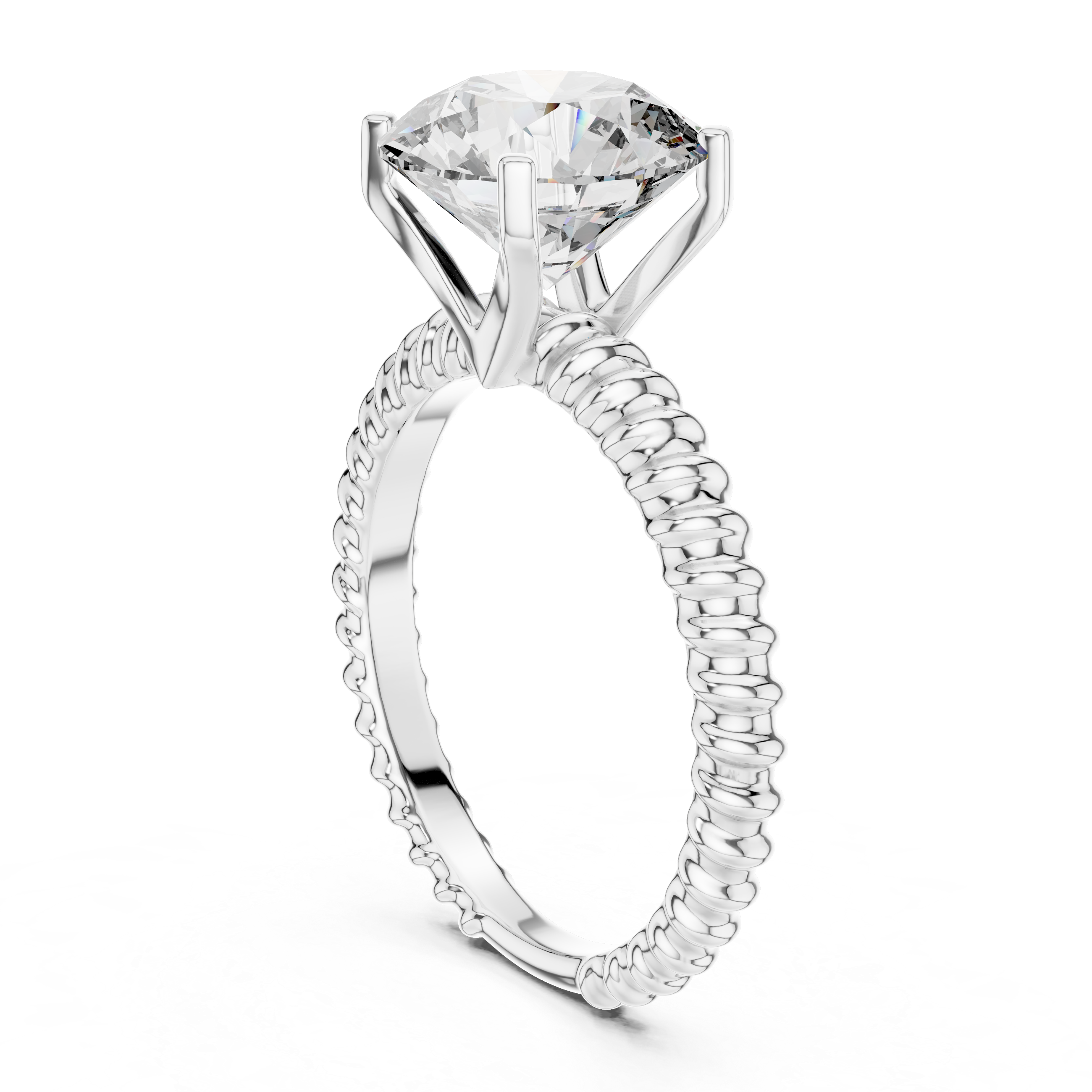 Twisted Rope Solitaire Engagement Ring with Round Brilliant Diamond