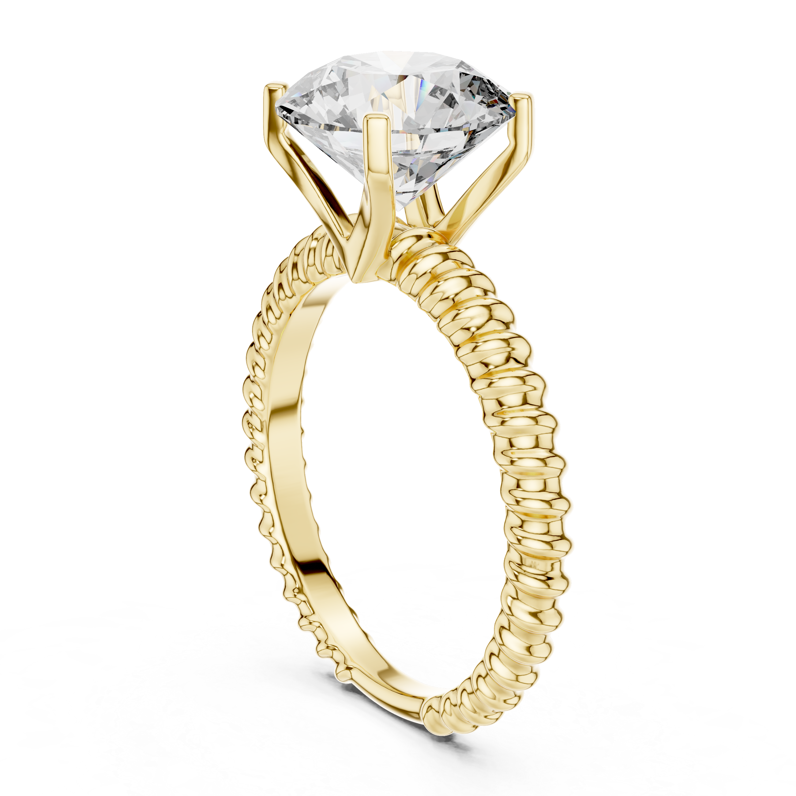 Twisted Rope Solitaire Engagement Ring with Round Brilliant Diamond