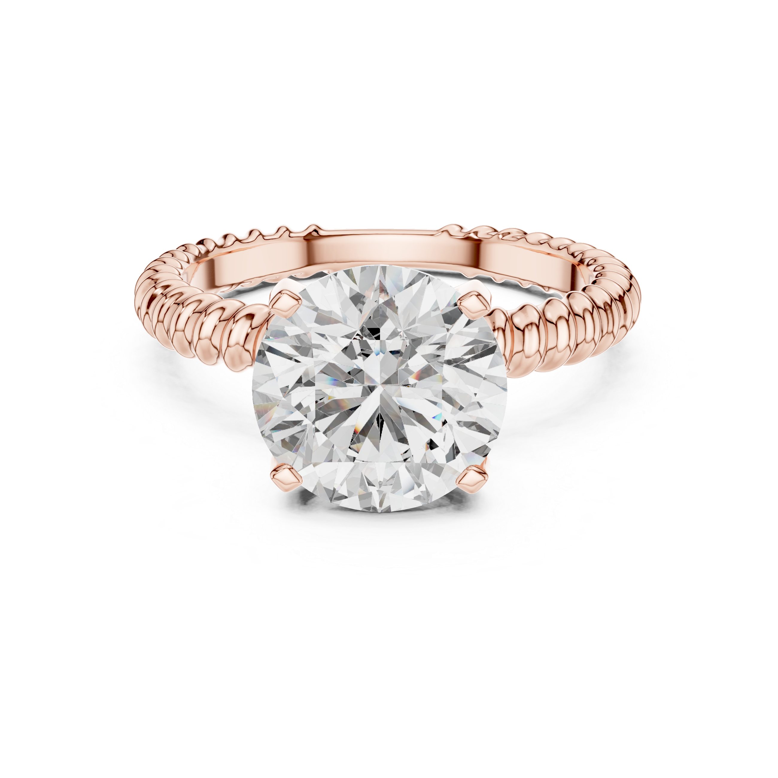 Twisted Rope Solitaire Engagement Ring with Round Brilliant Diamond