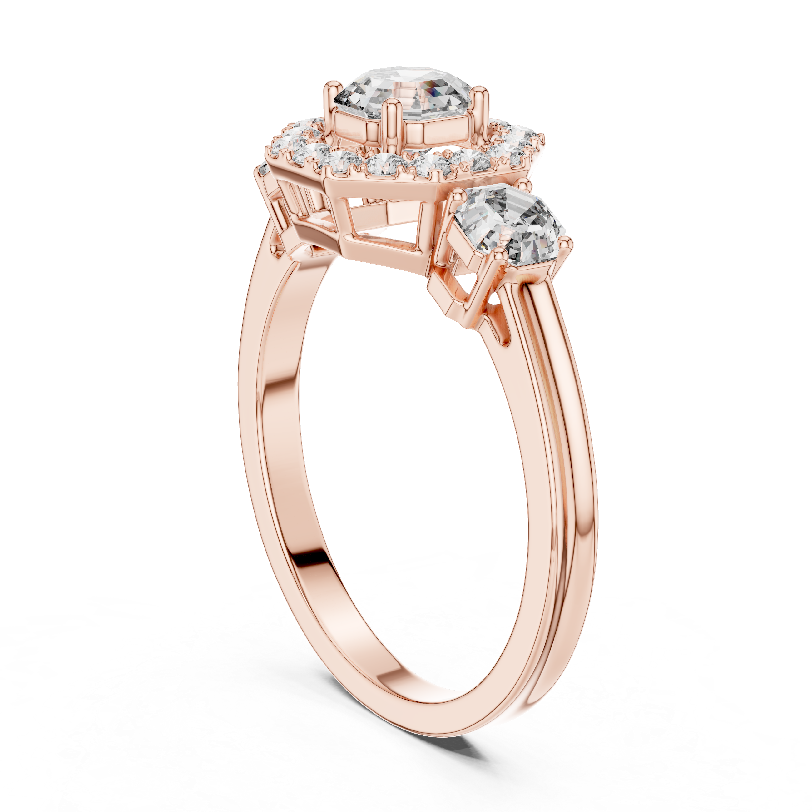 Octagon Halo Engagement Ring with Asscher Cut Center Diamond