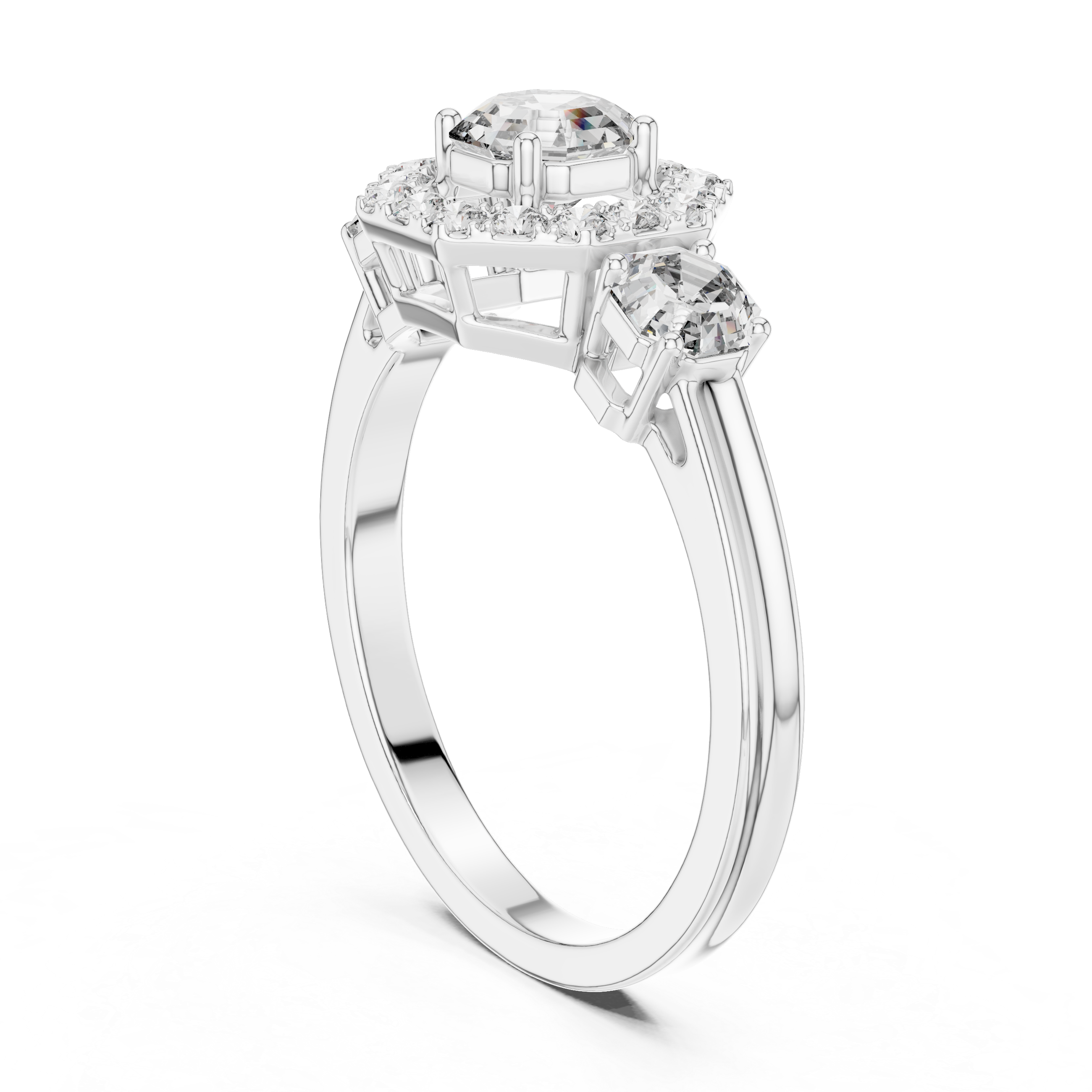 Octagon Halo Engagement Ring with Asscher Cut Center Diamond