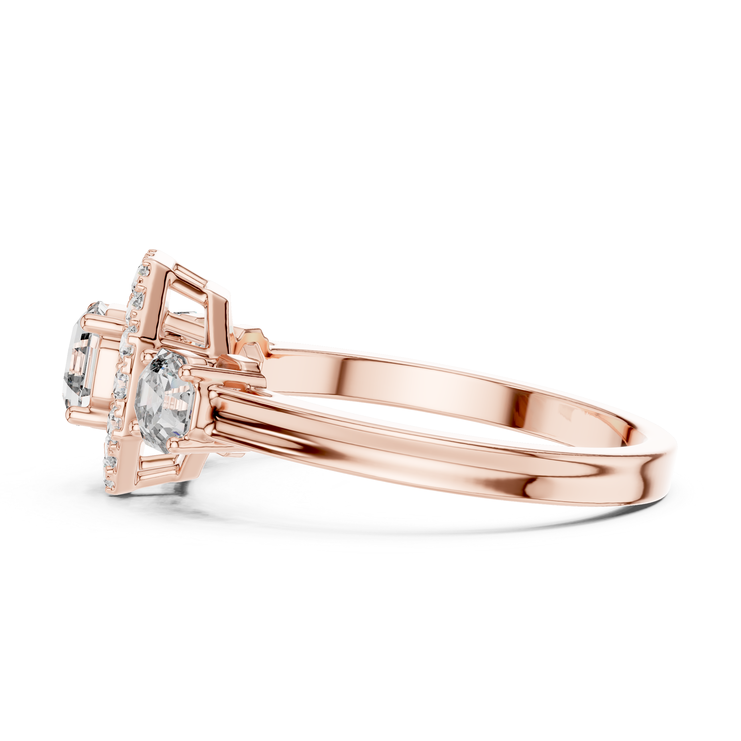 Octagon Halo Engagement Ring with Asscher Cut Center Diamond